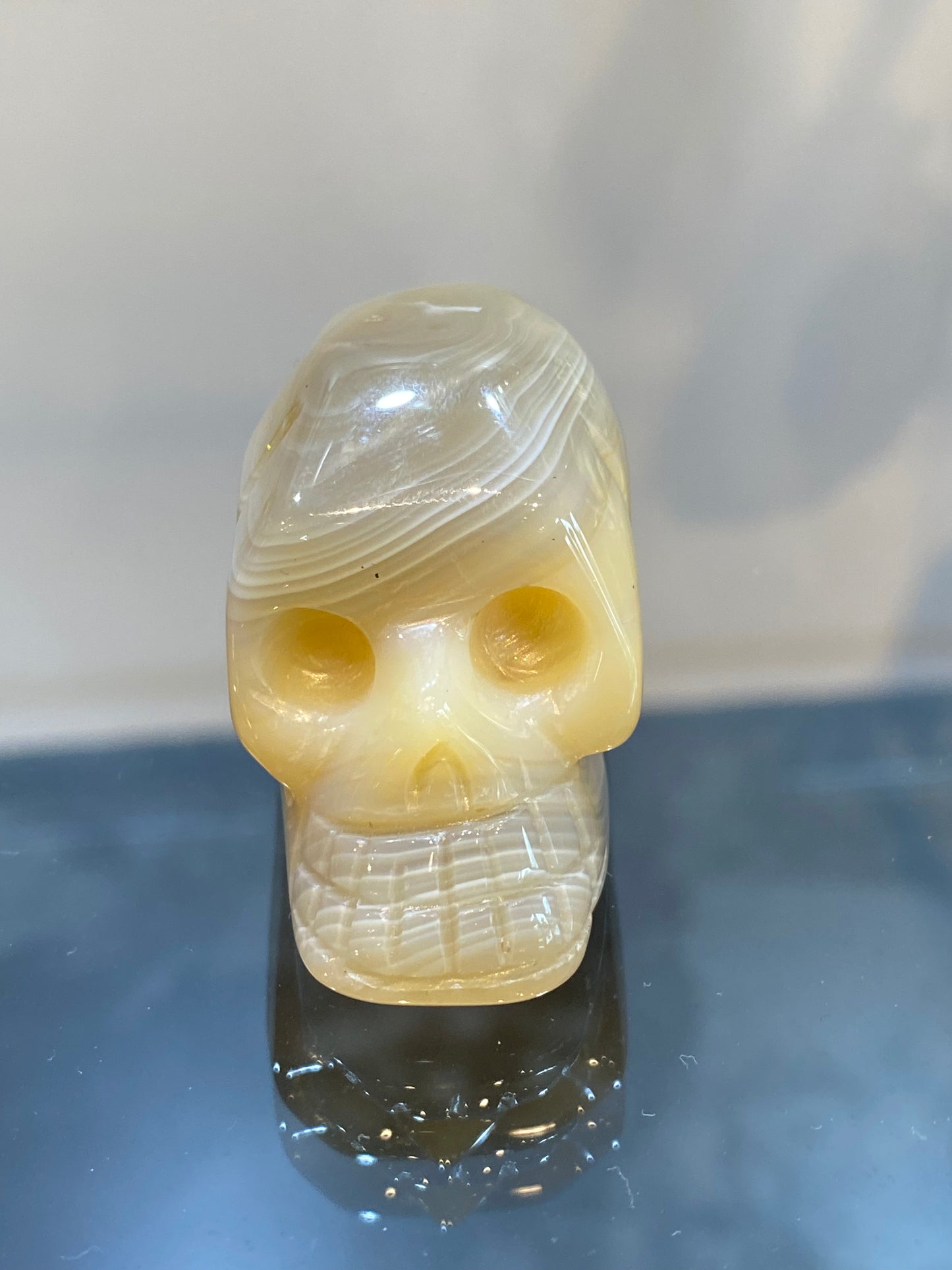 Polished Hand Carved Agate Crystal Skull Small