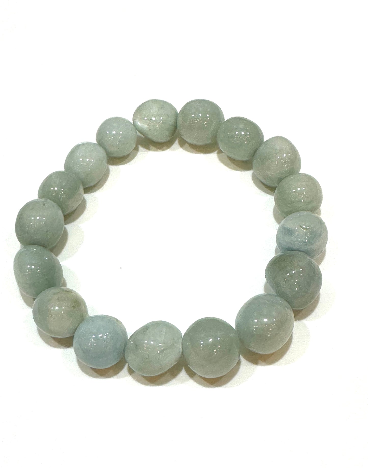 Aquamarine Free-Form Polished 10mm Beaded Bracelet