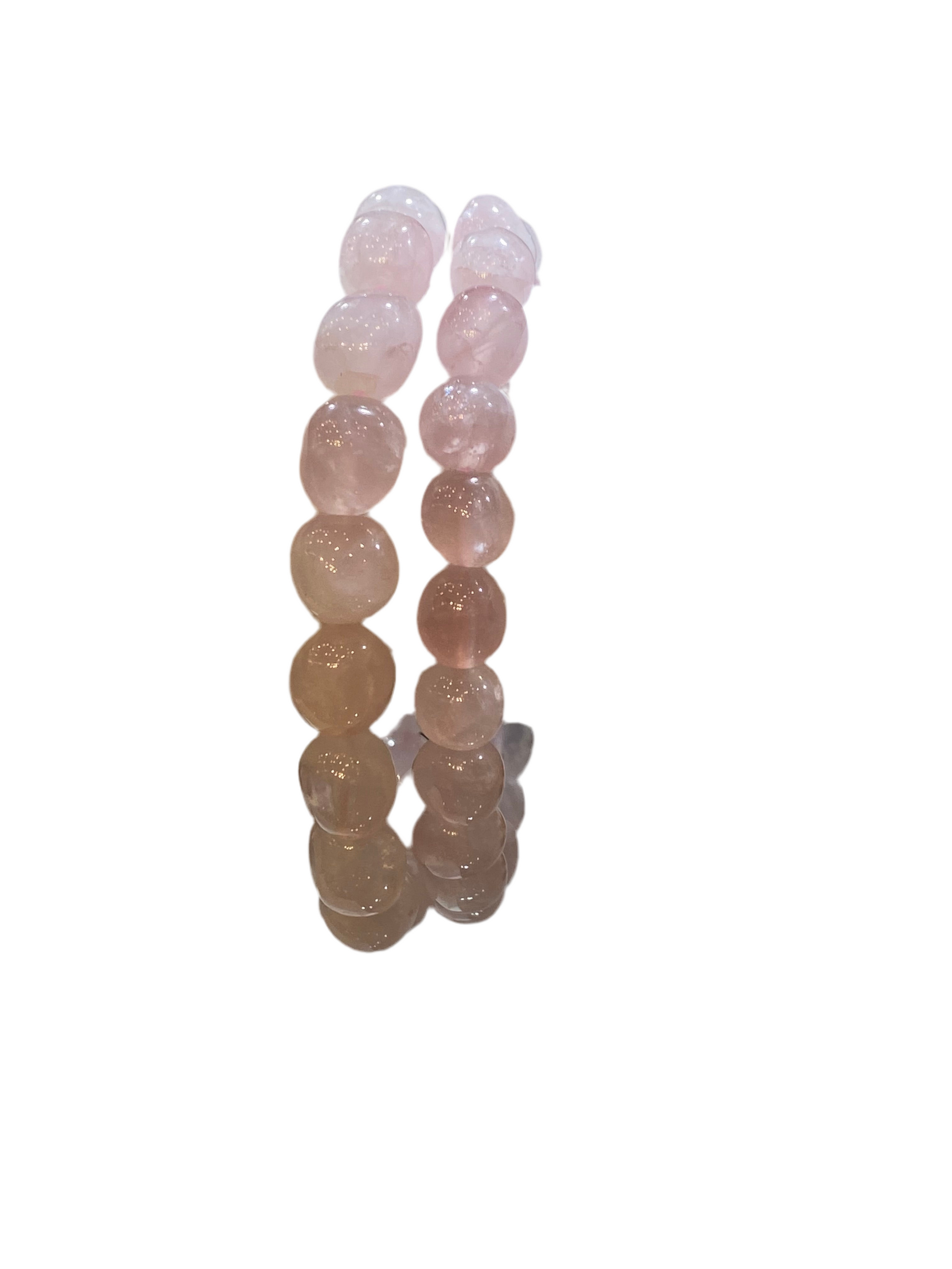 Rose Quartz Nugget Beaded Gemstone Bracelet 