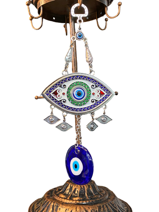 Green, Red & White Evil Eye Door and Wall Talisman W/Evil Eye Amulet