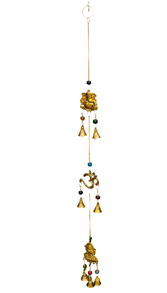 Brass Wind Chime with bells Ganesha Om Laxmi