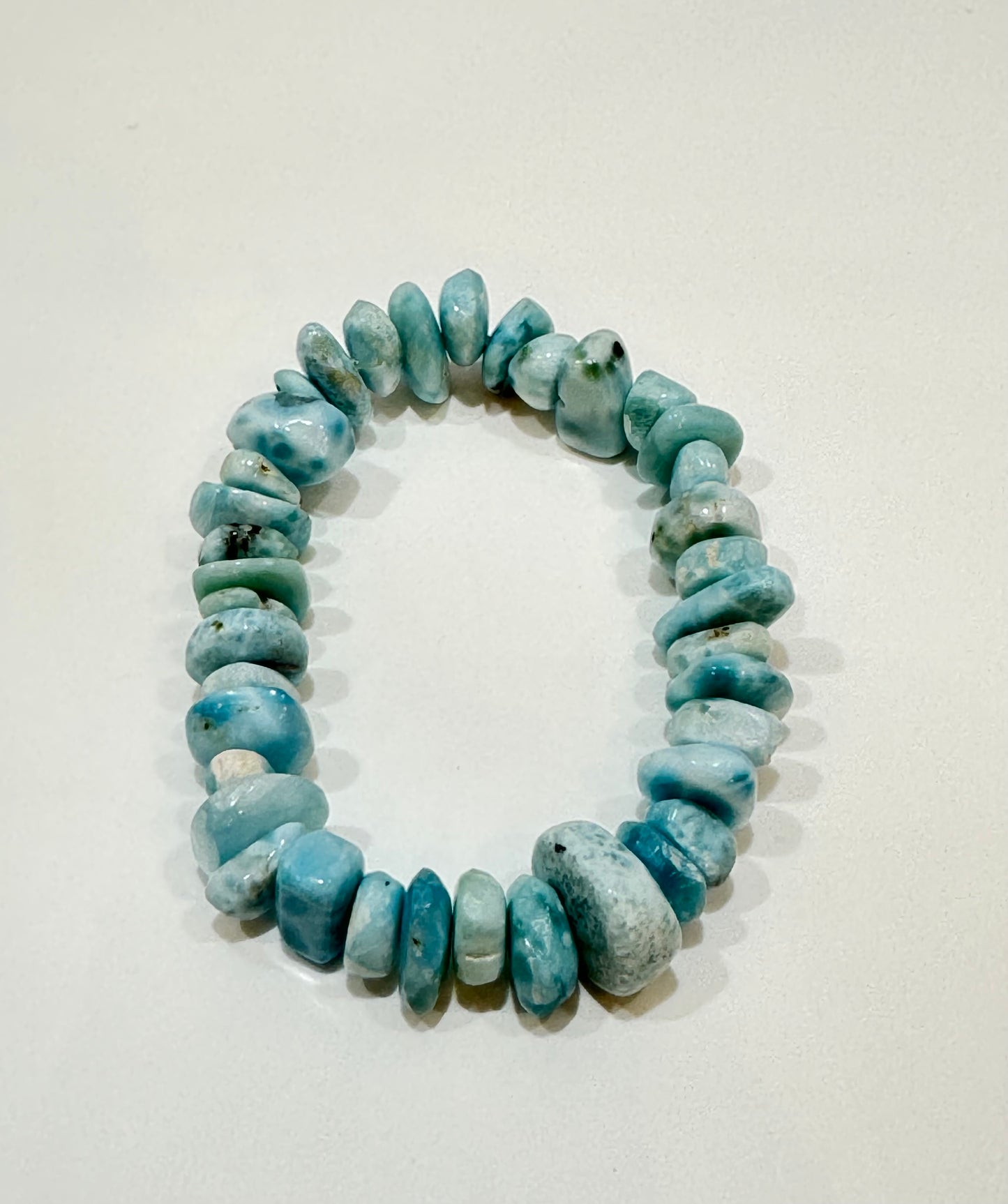 Larimar Free Form Beaded Tumbled Chips Bracelet