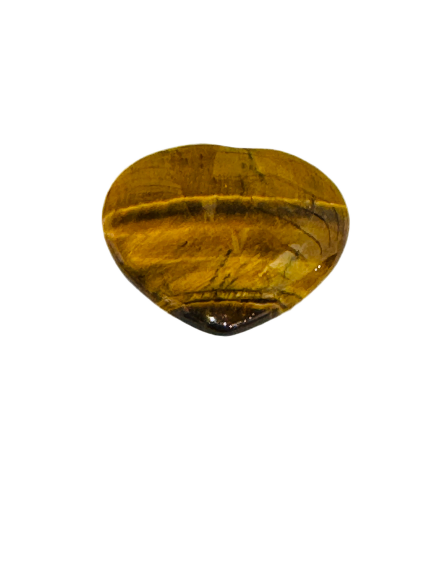 Tigers Eye Heart Flat Hand Carved Polished Stome