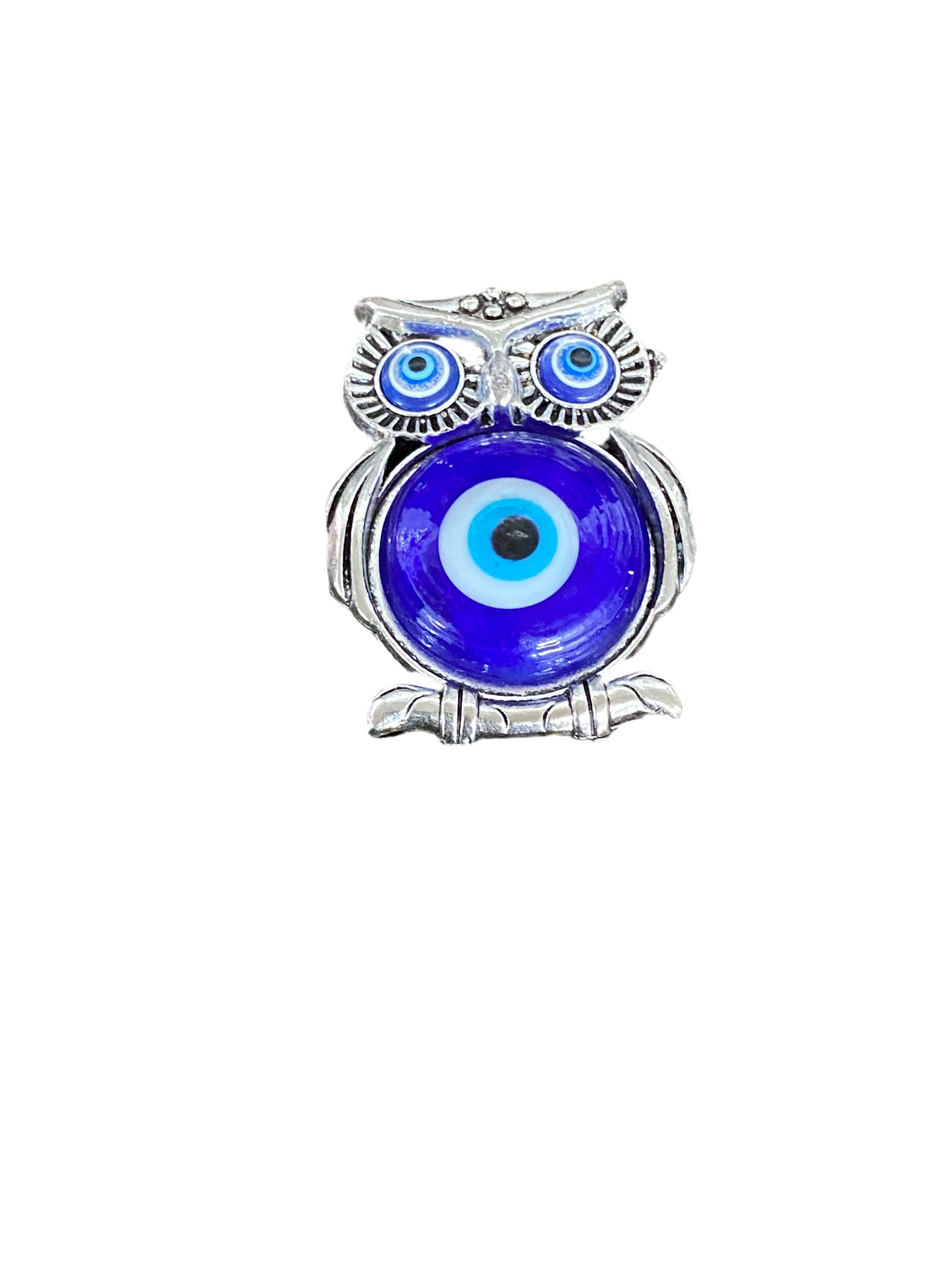 Owl On Silver Branch Evil Eye Magnet