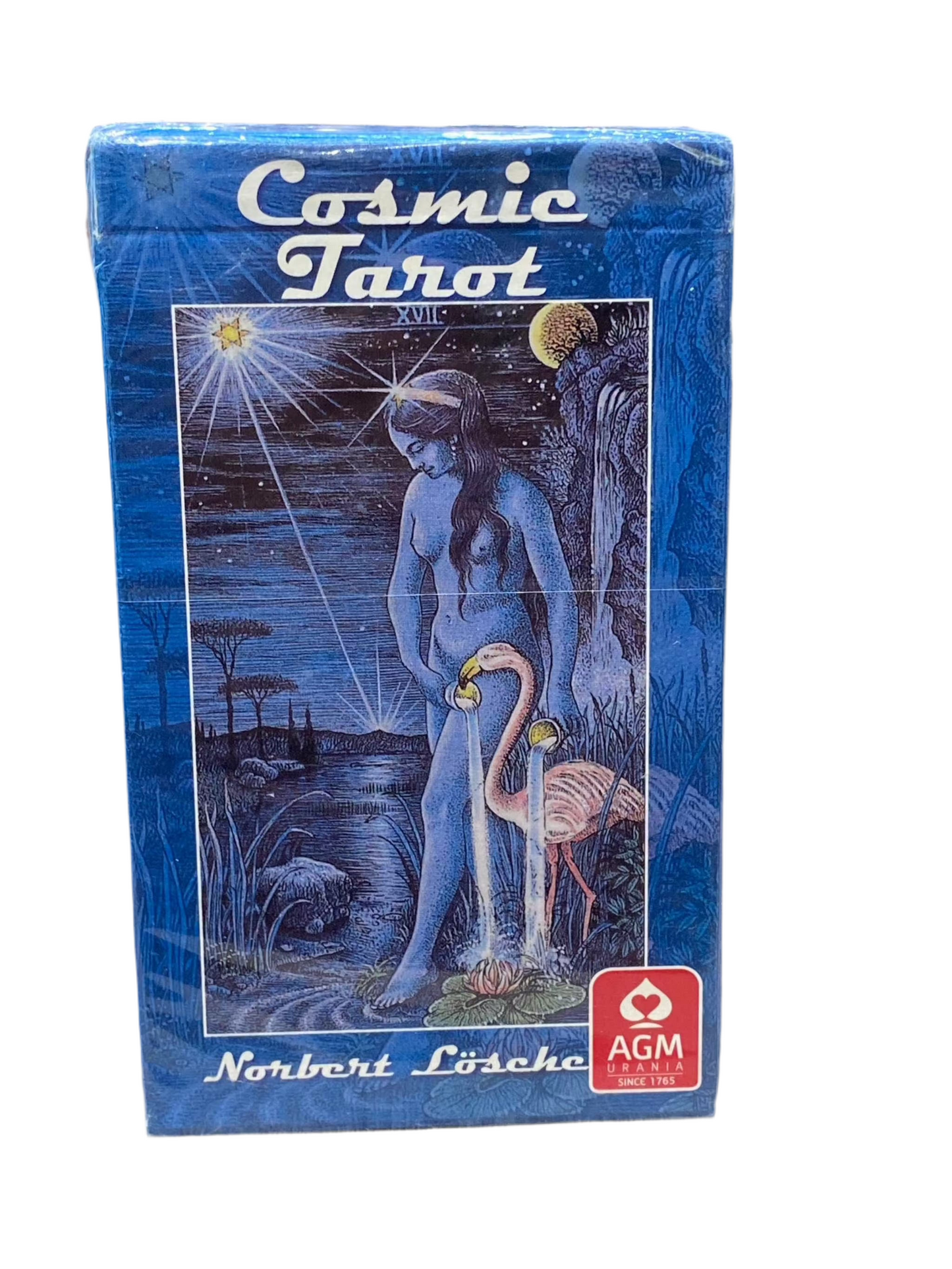 Cosmic Tarot Deck by Norbert Losche in blue packaging with mystical artwork.