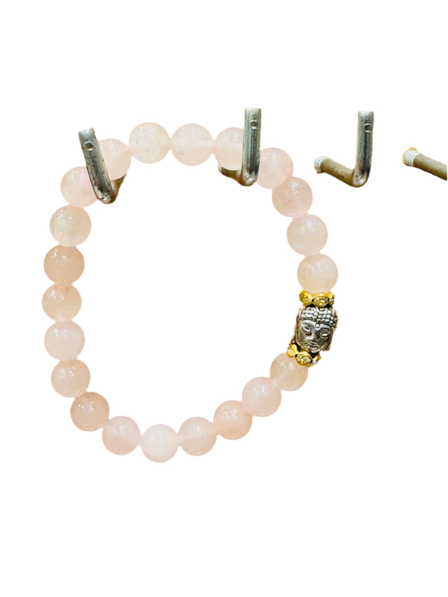 Rose Quartz Gemstone Bracelet with Buddha Charm