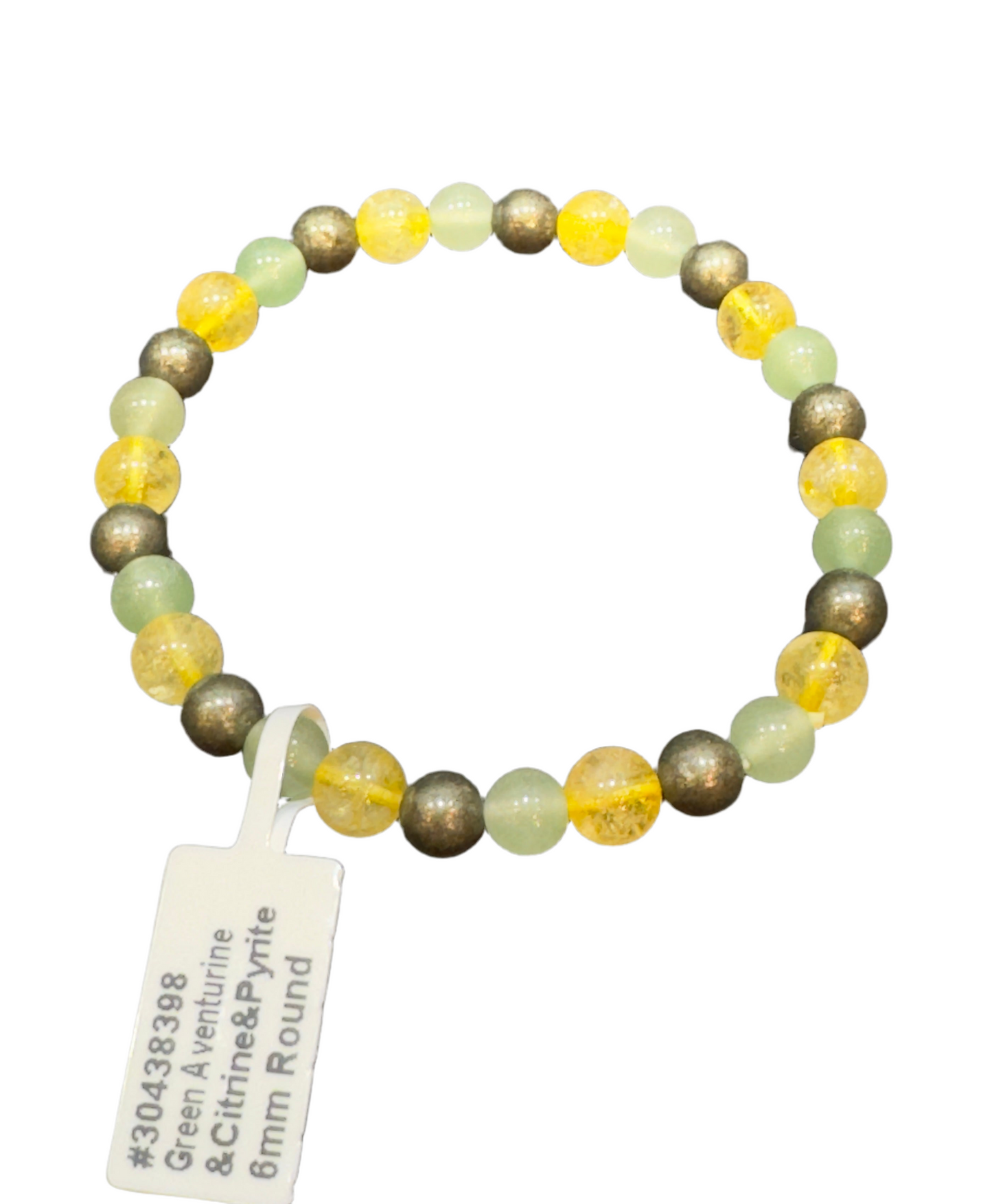 Green Aventurine, Citrine and Pyrite Beaded Bracelet