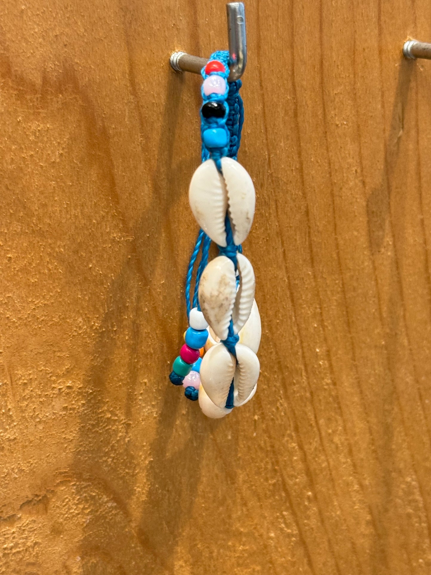 Handmade Turquoise String Bracelet With Cowrie Shells and Colorful Beads