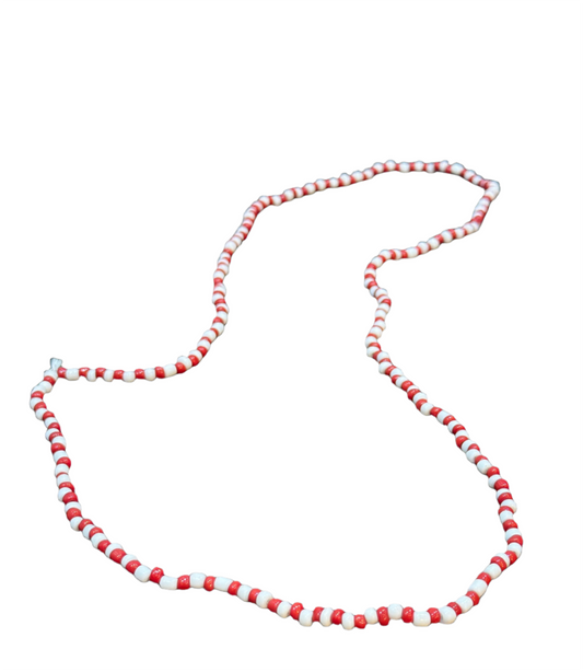 Orisha Chango Beaded Red and White Necklace