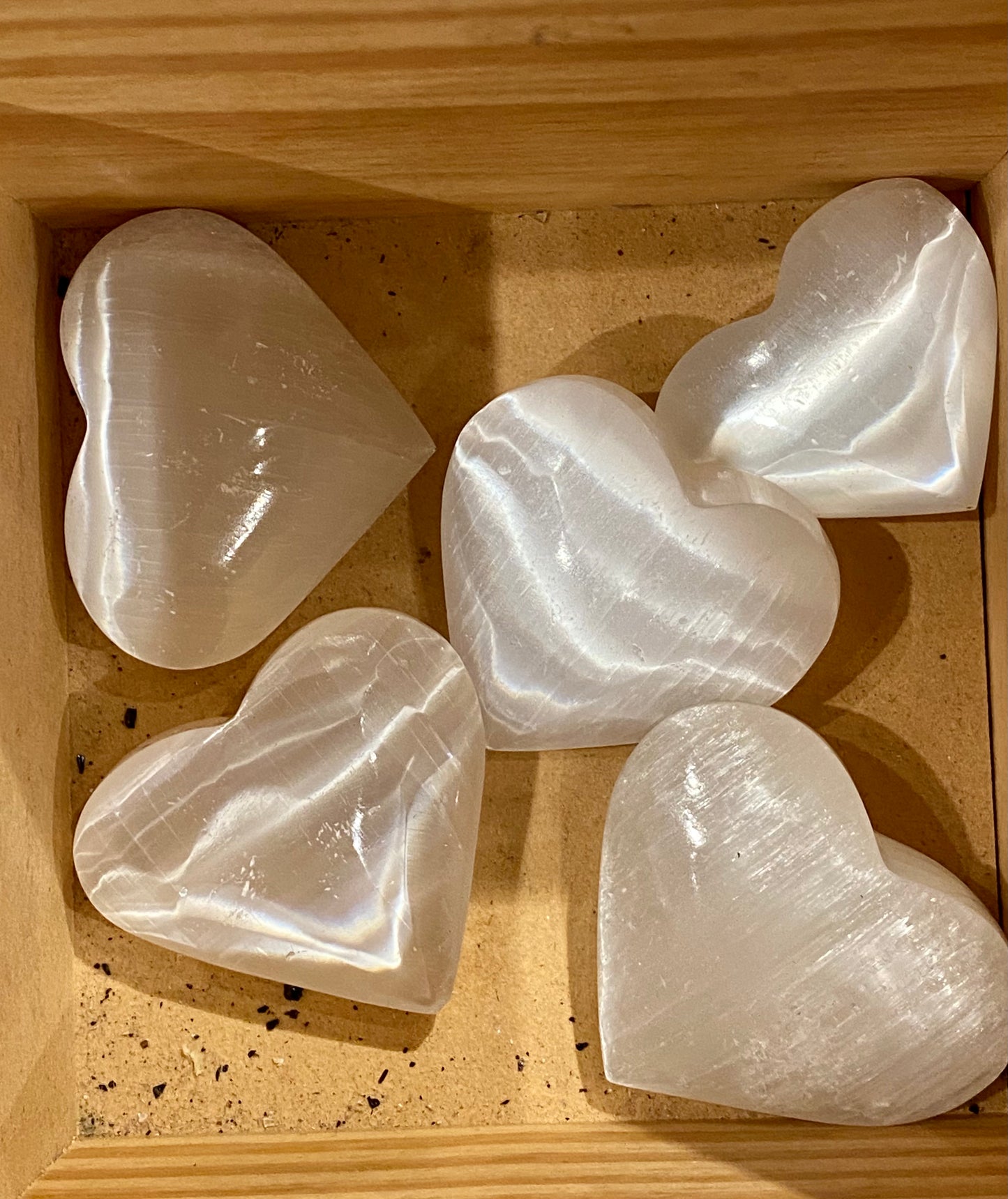 Selenite Heart Palm Stone 1pc