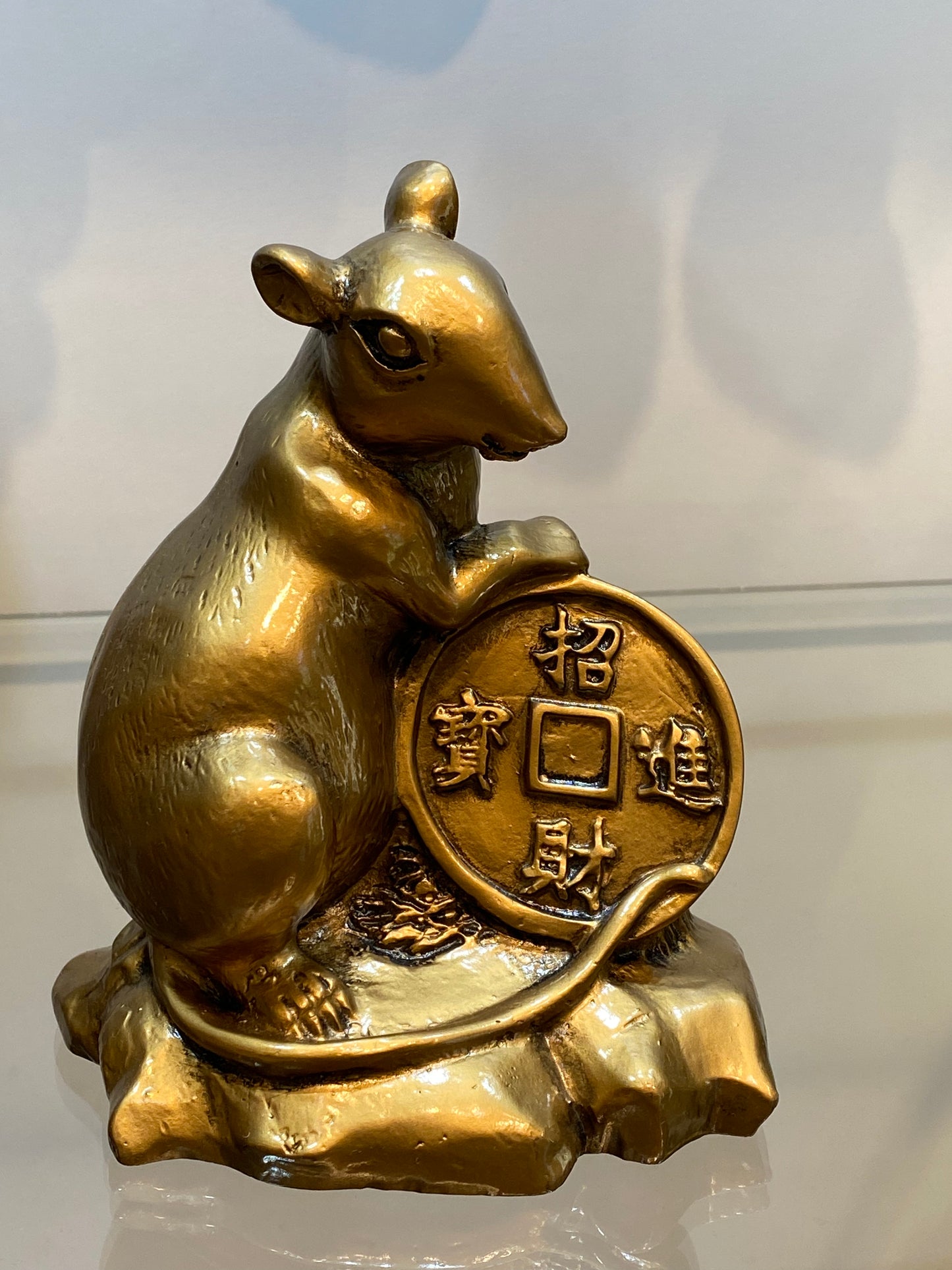 Feng Shui Golden Rat holding Chinese Coin with Wealth has arrived