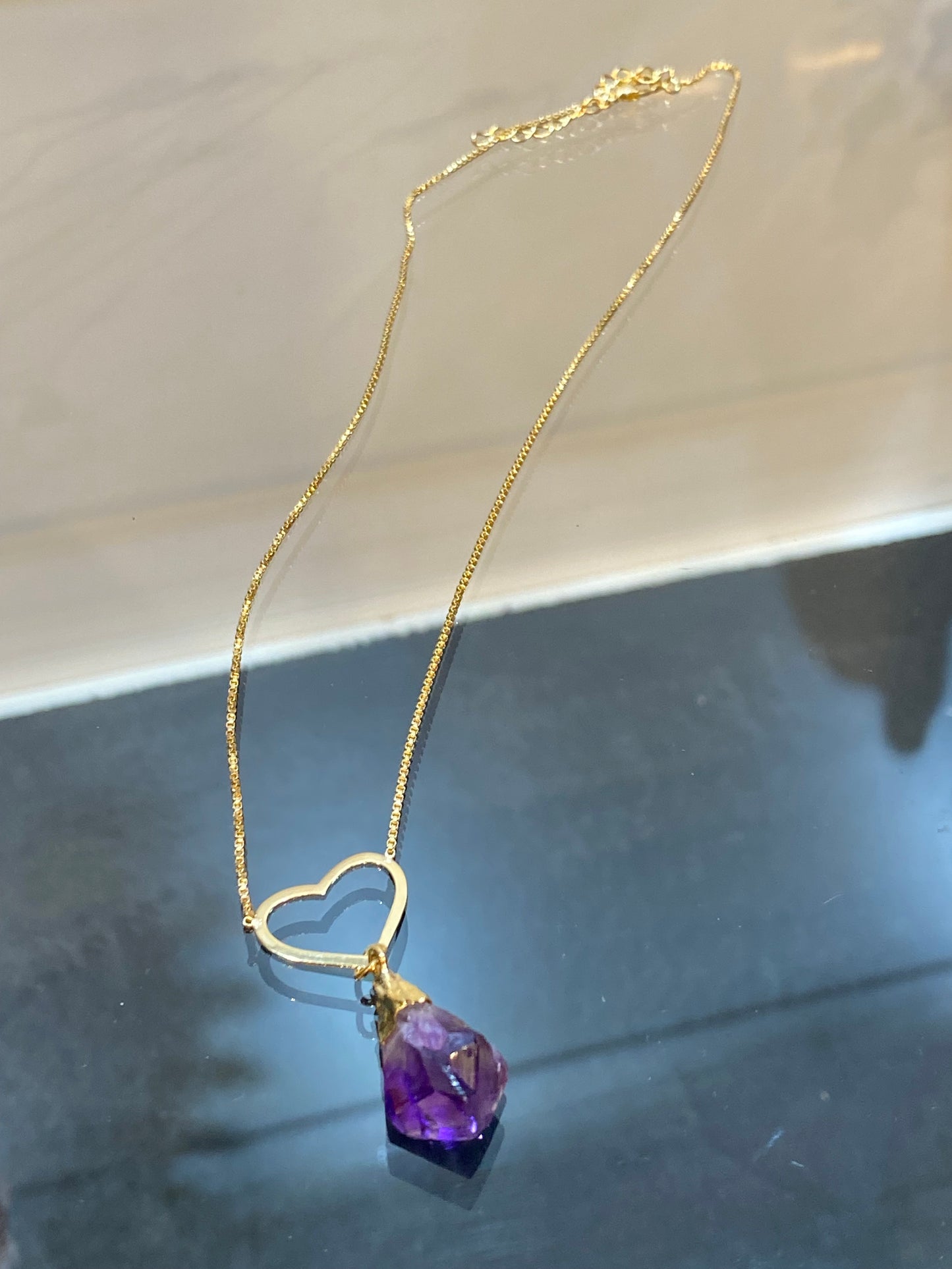 Amethyst Stone Heart Necklace