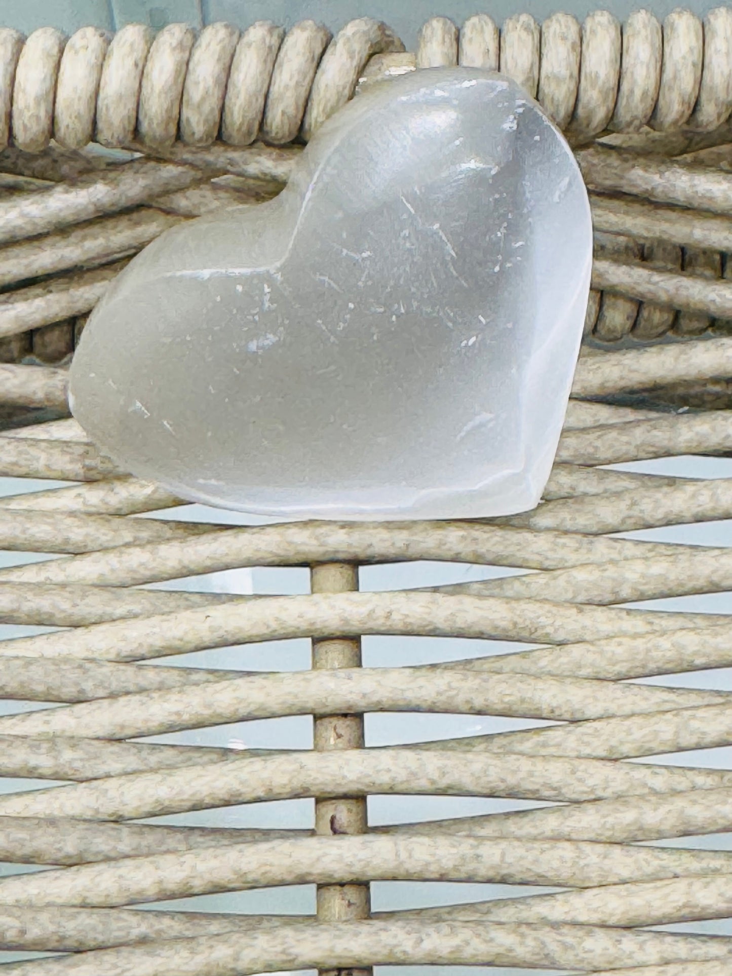 Selenite Heart Palm Stone Medium Size 1pc