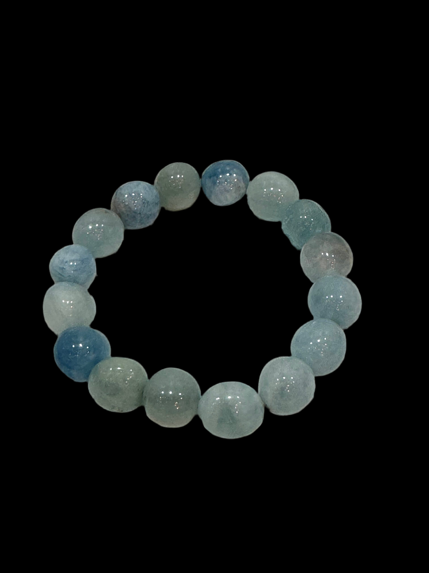 Aquamarine Rounded Polished Beaded Gemstone Bracelet 8mm