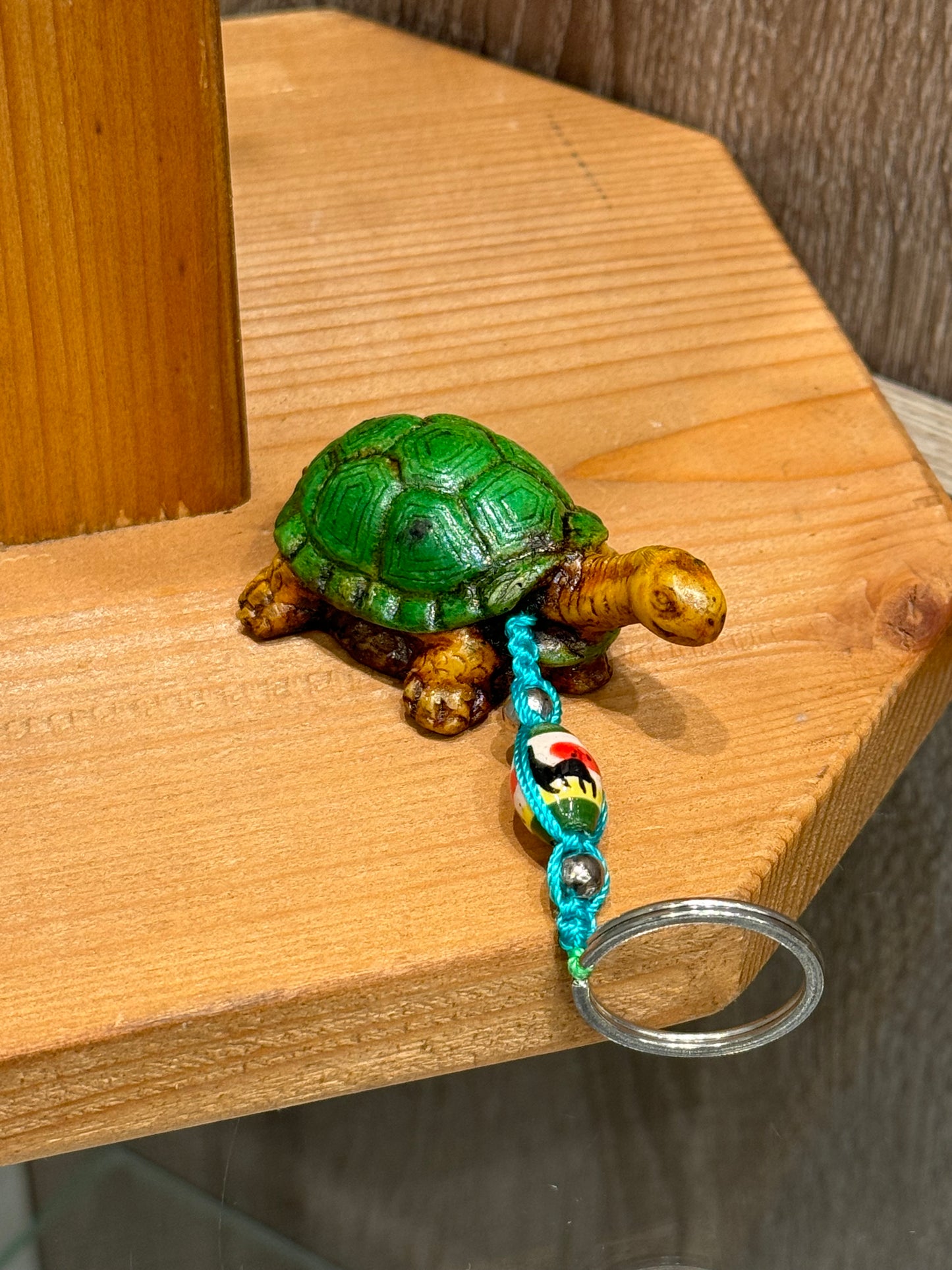 Turtle Land Animal Durepox Resin Figurine Keychain Turquoise Cord