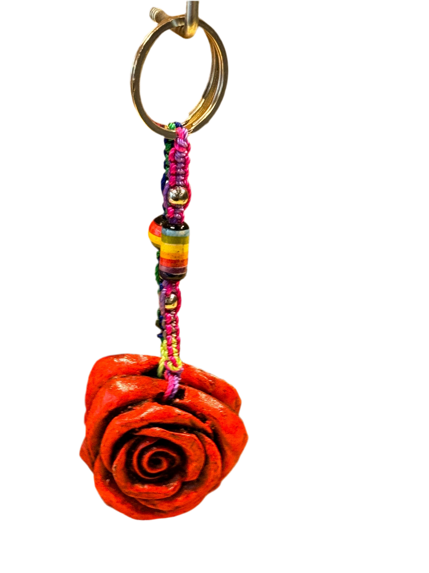 Red Rose Flower Keychain