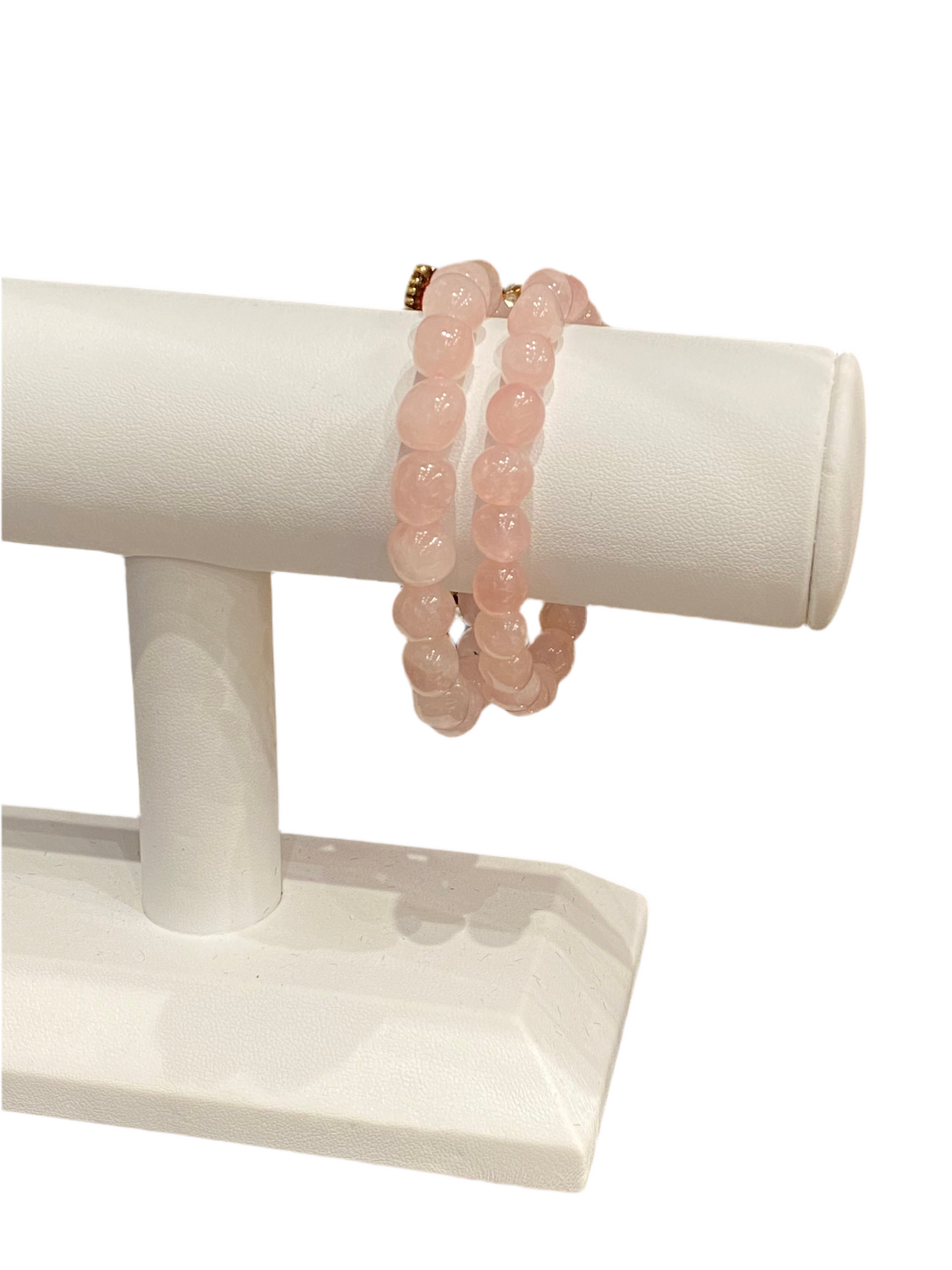 Rose Quartz Nugget Beaded Gemstone Bracelet 