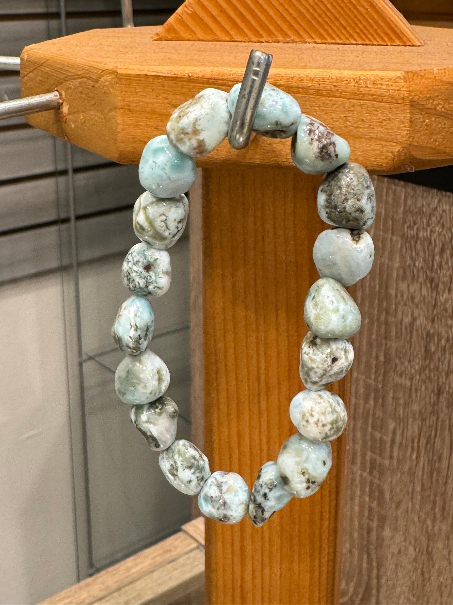 Larimar Natural Nugget Beaded Stretch Bracelet