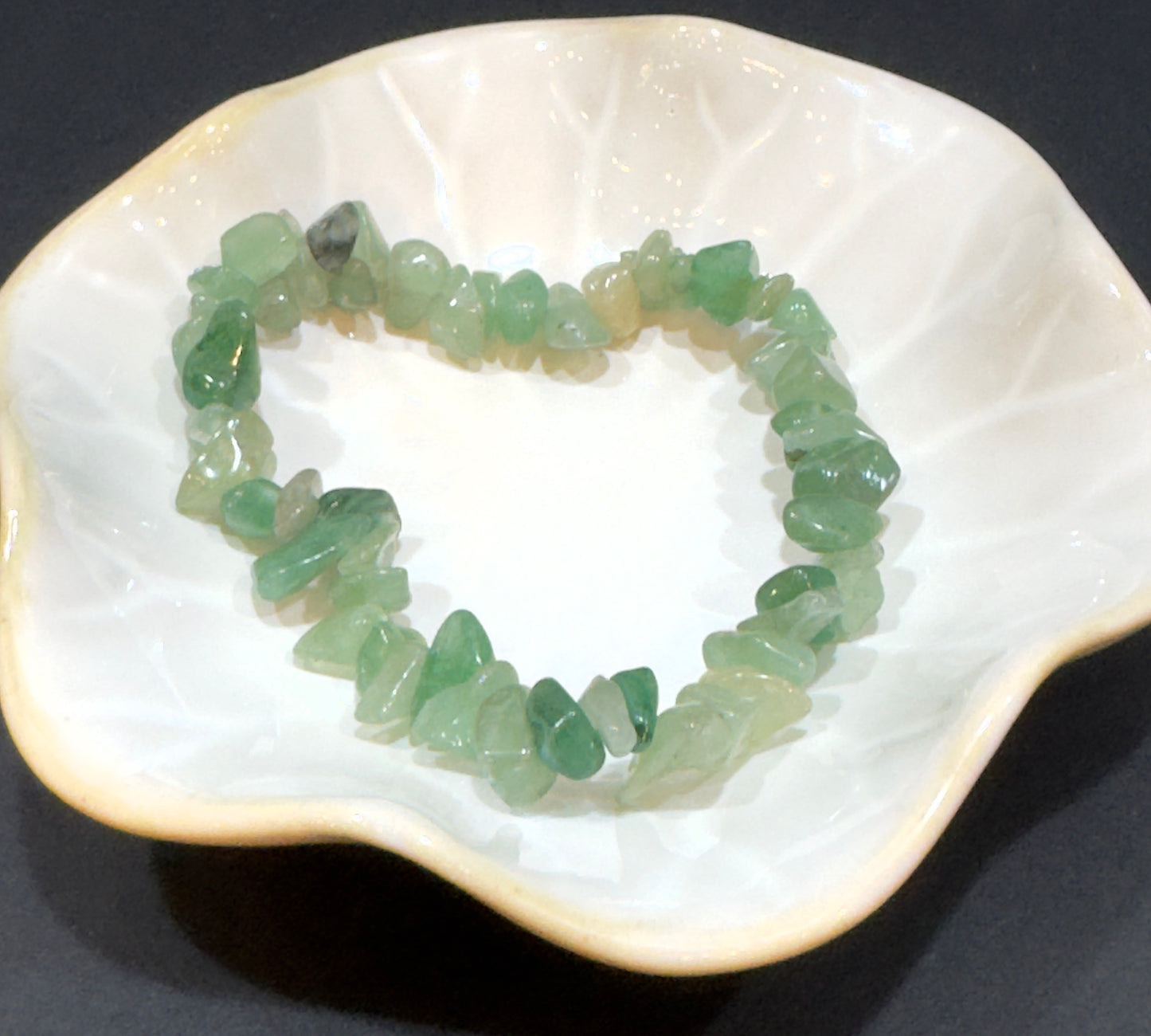 Light and Dark Green Aventurine Pebble Chips Bracelet