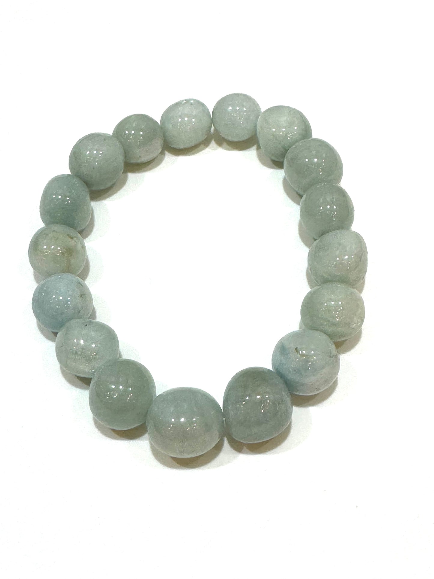 Aquamarine Free-Form Polished 10mm Beaded Bracelet