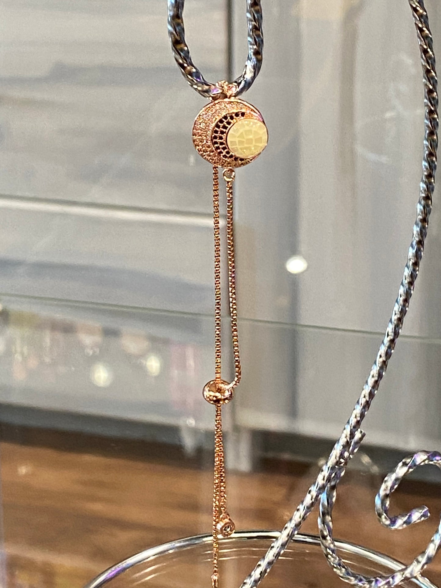 Fashion Jewelry Dainty Rose Gold Color Quarter Moon Bracelet