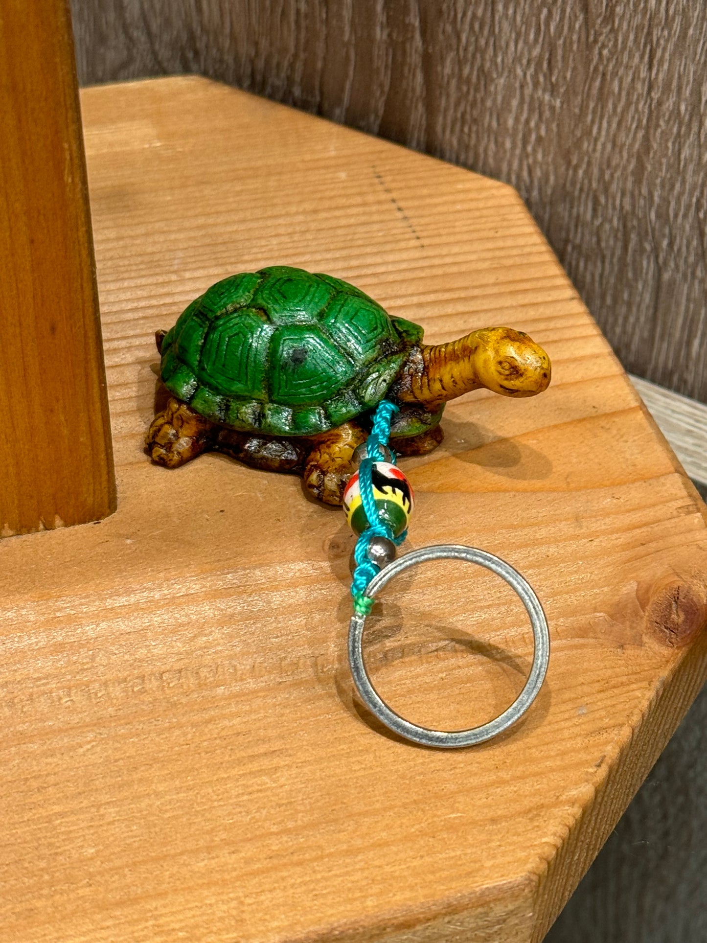 Turtle Land Animal Durepox Resin Figurine Keychain Turquoise Cord