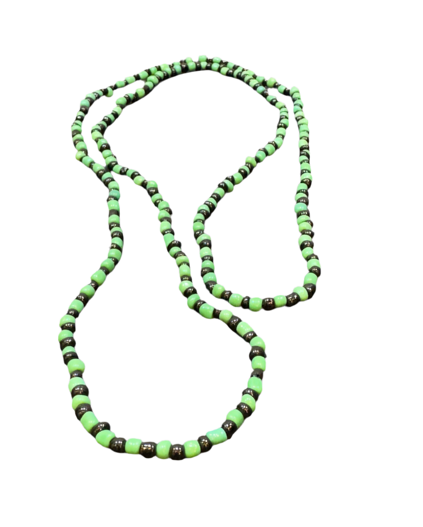 Orisha Ogun Handmade Beaded Long Necklace Black and Green