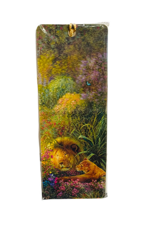 Lions and Peacock in Eden 3D Bookmark