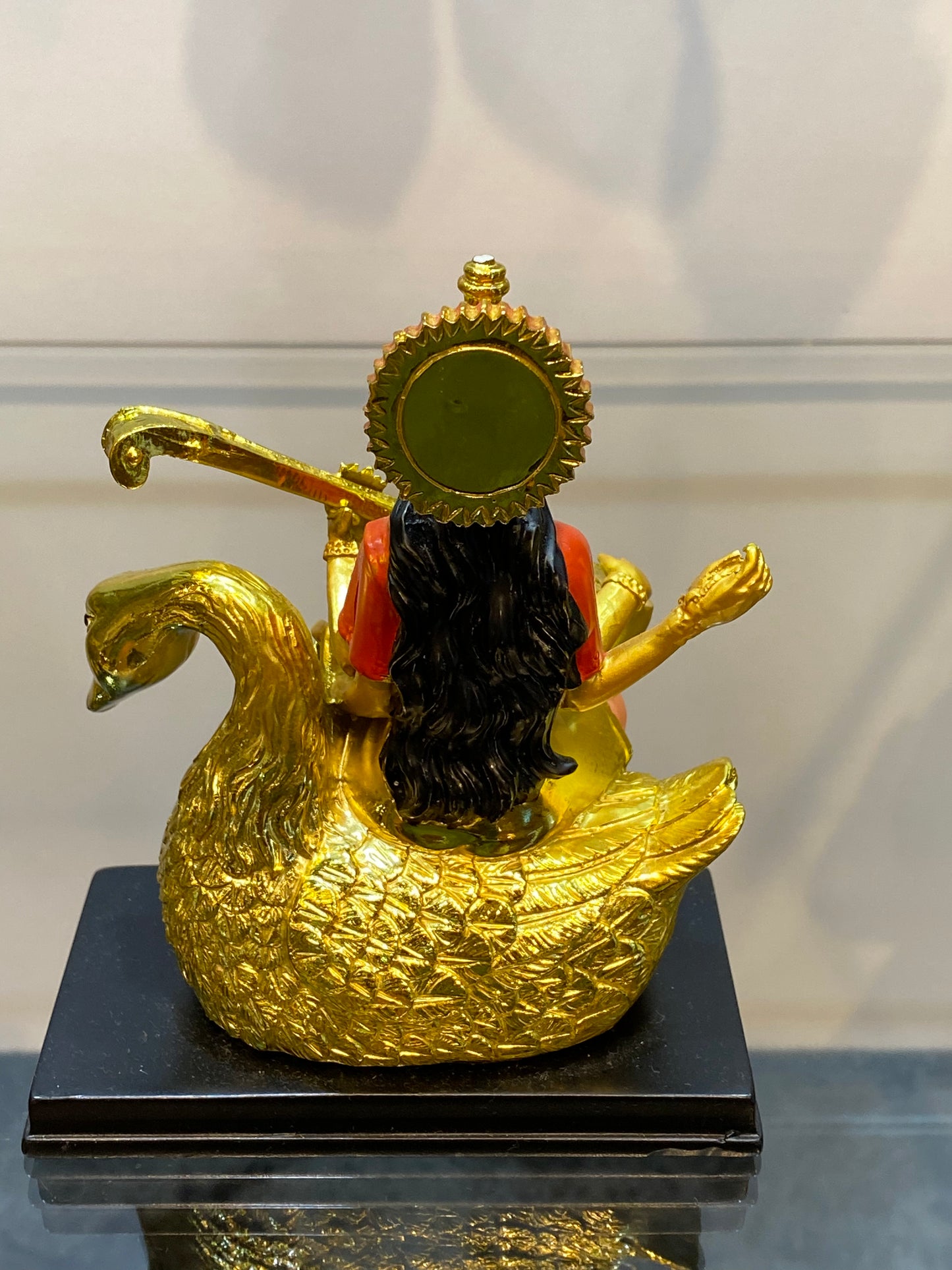 Feng Shui Colored Golden Saraswati on Swan