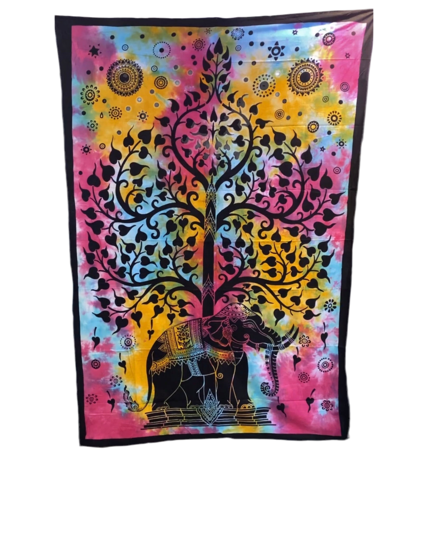 Multi-Color Indian Elephant Bodhi Tree Tapestry