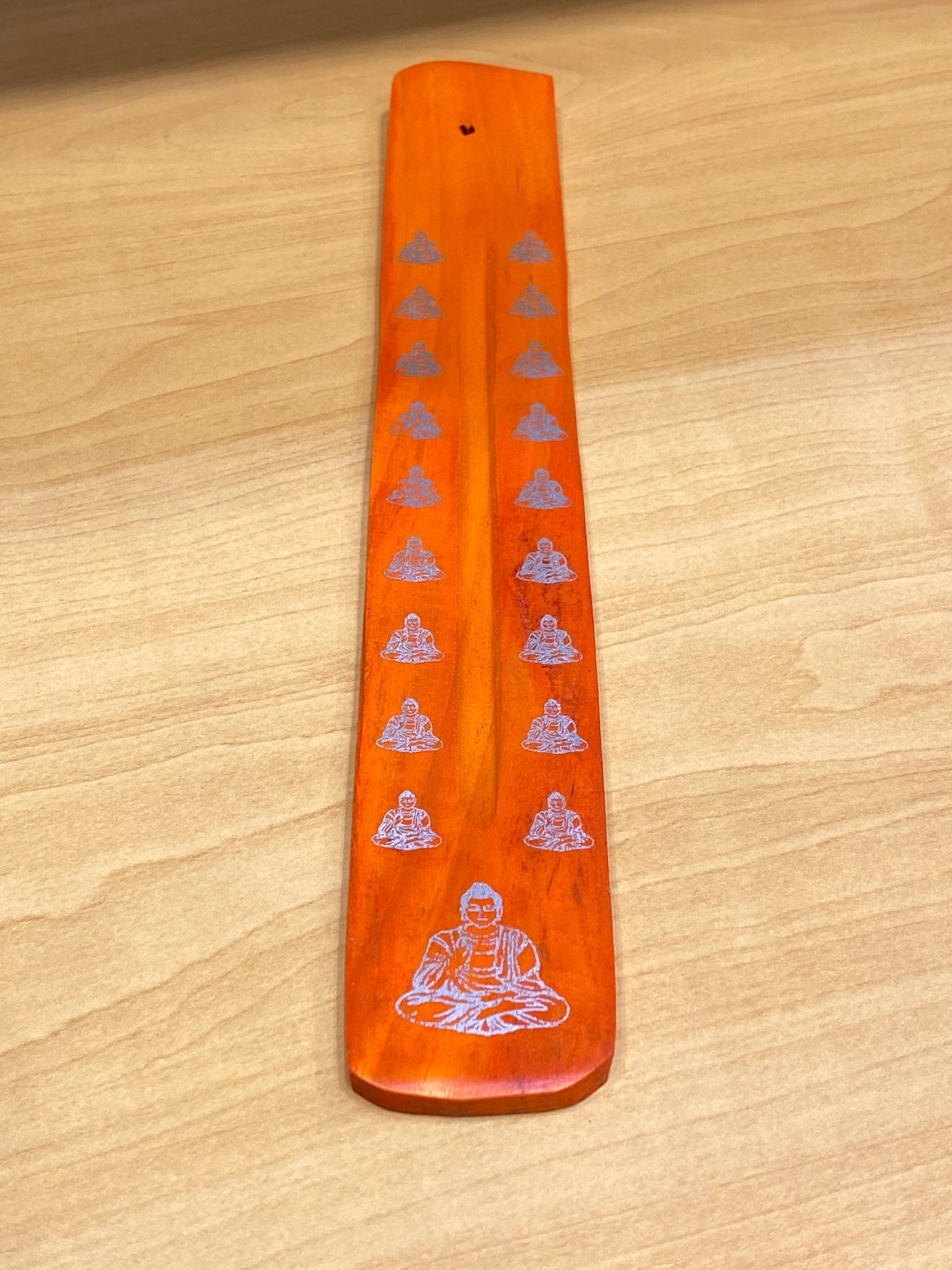 Wooden Incense Stick Holder Buddha (Orange)