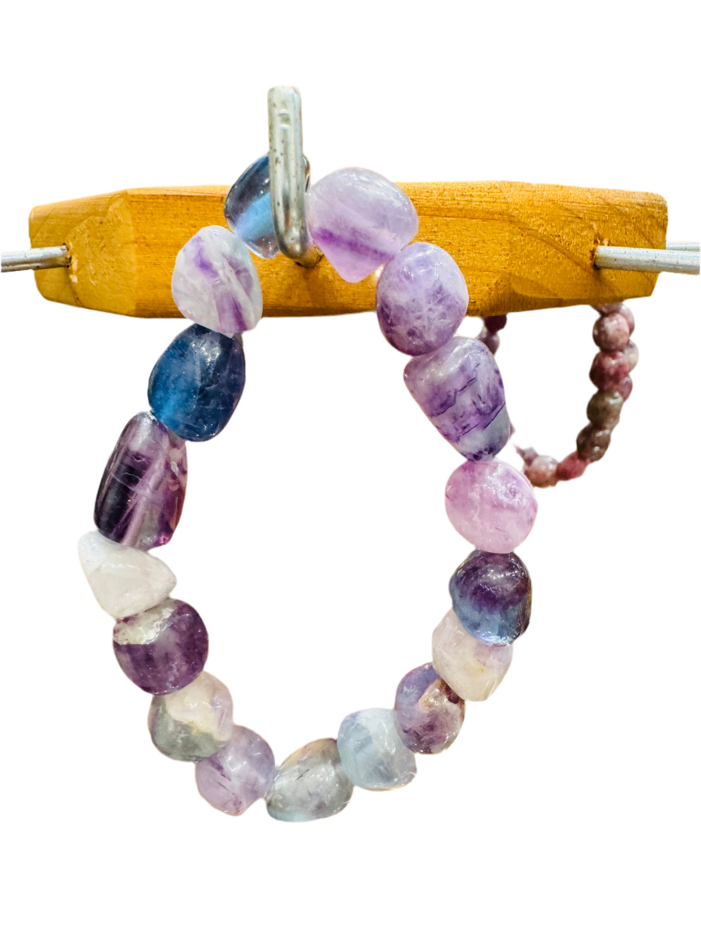 Rainbow Fluorite Tumbled Crystal Bracelet 8mm – Chunky Fluorite Healing Stone Bracelet for Clarity, Focus & Spiritual Balance