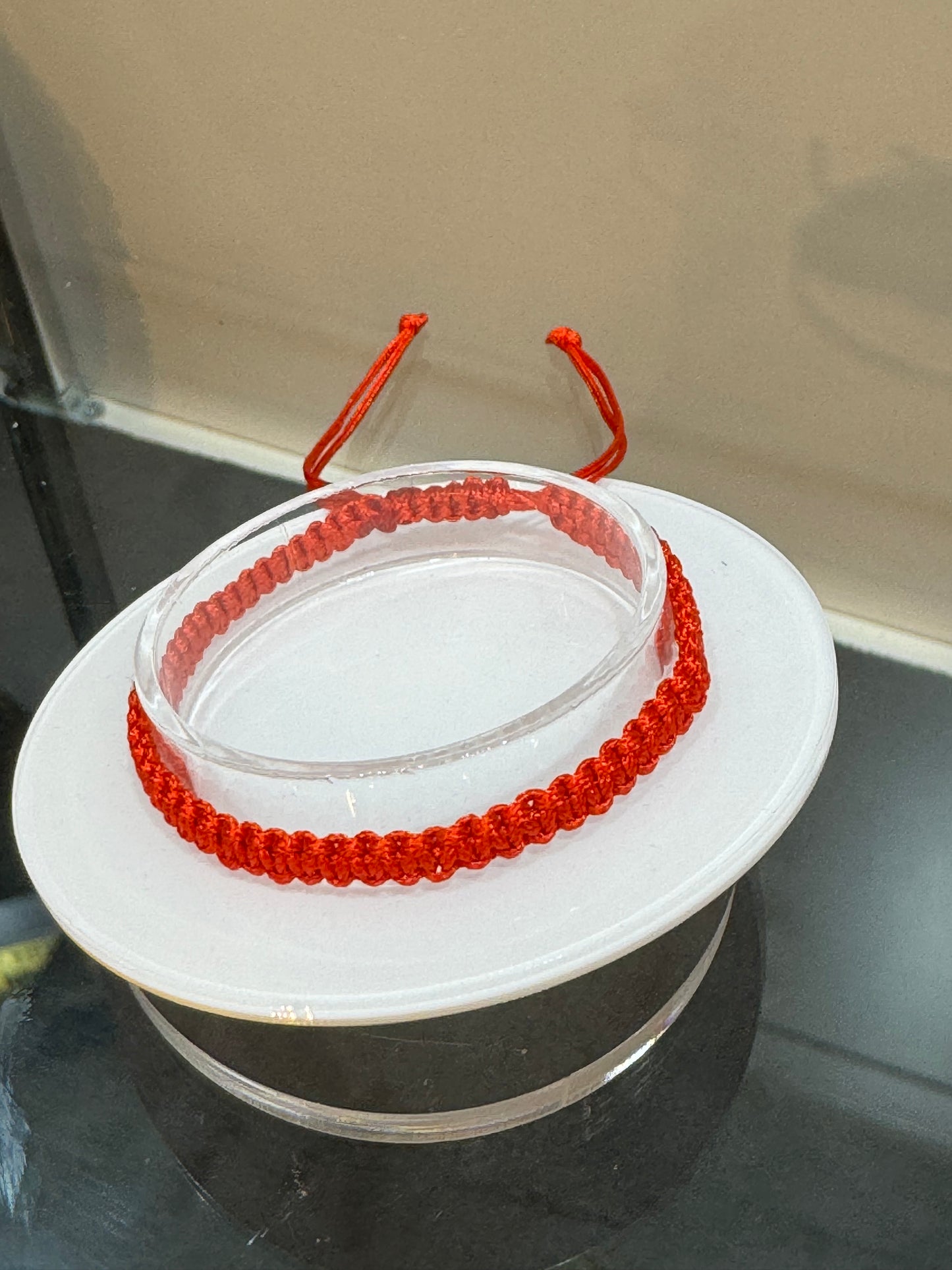 Red String Pull Tie Bracelet Plain