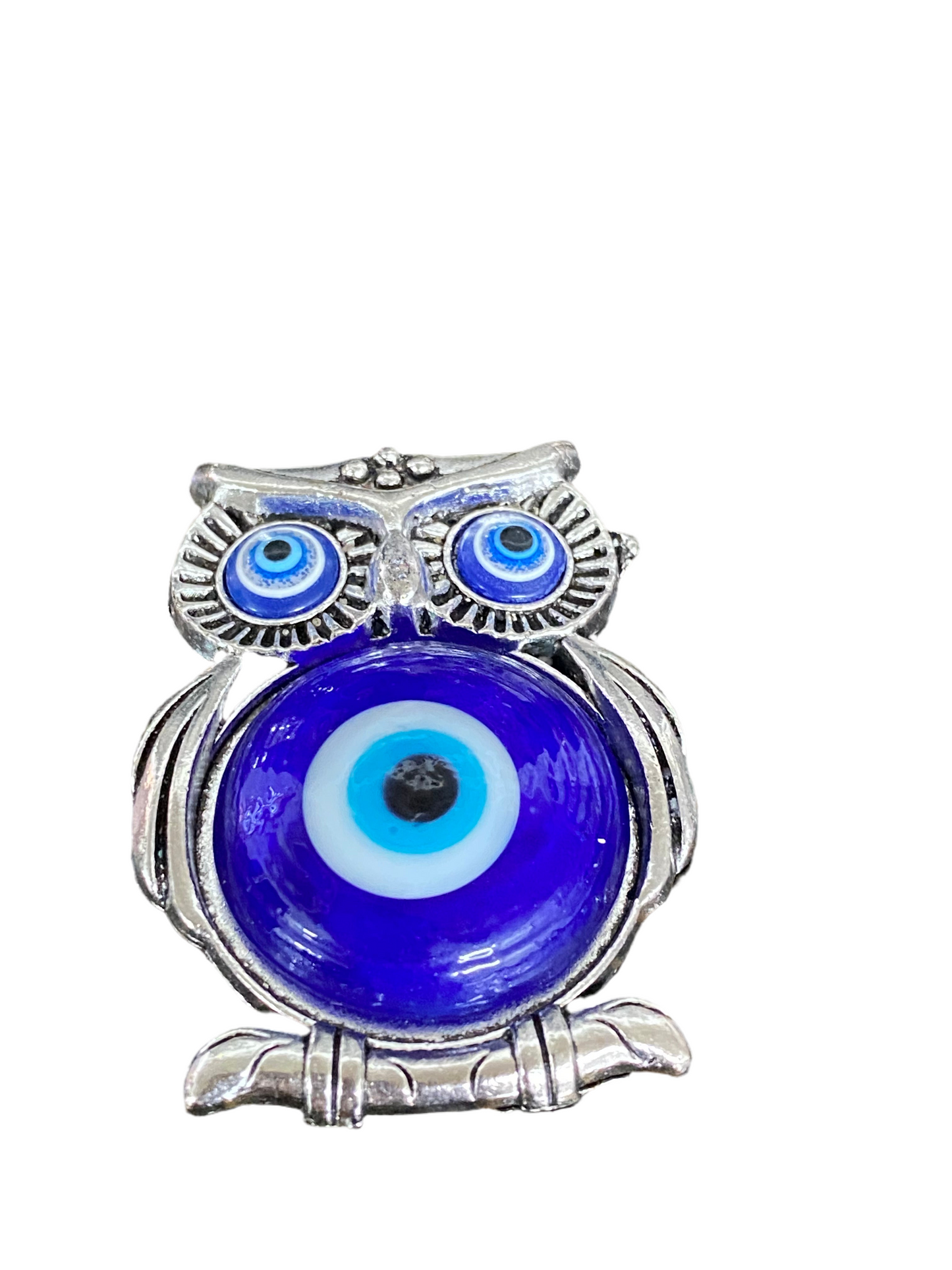 Owl On Silver Branch Evil Eye Magnet