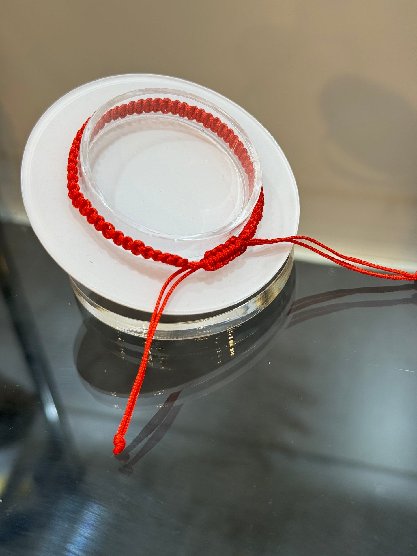 Red String Pull Tie Bracelet Plain