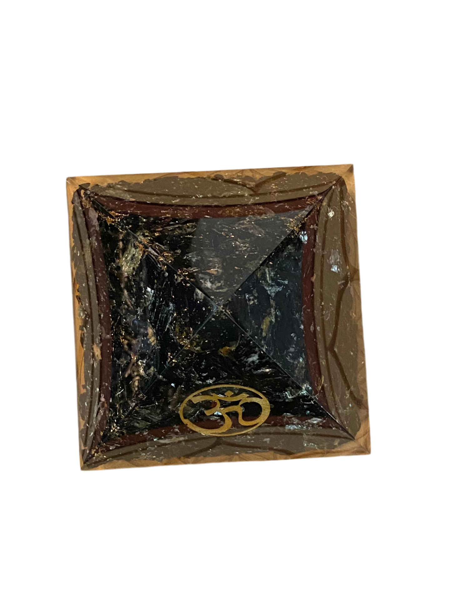 Orgonite Pyramid Black Tourmaline Om