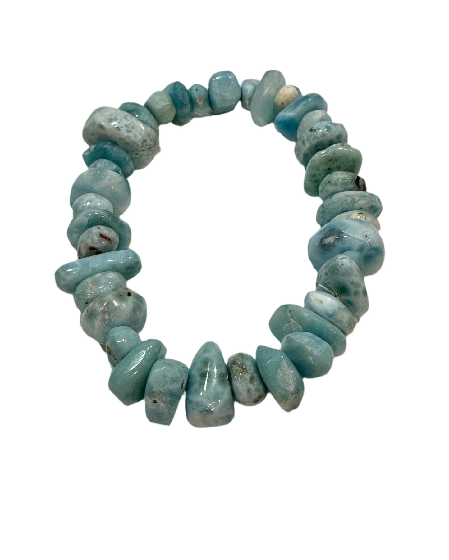 Larimar Chips Bracelet Free Form Beaded Tumbled