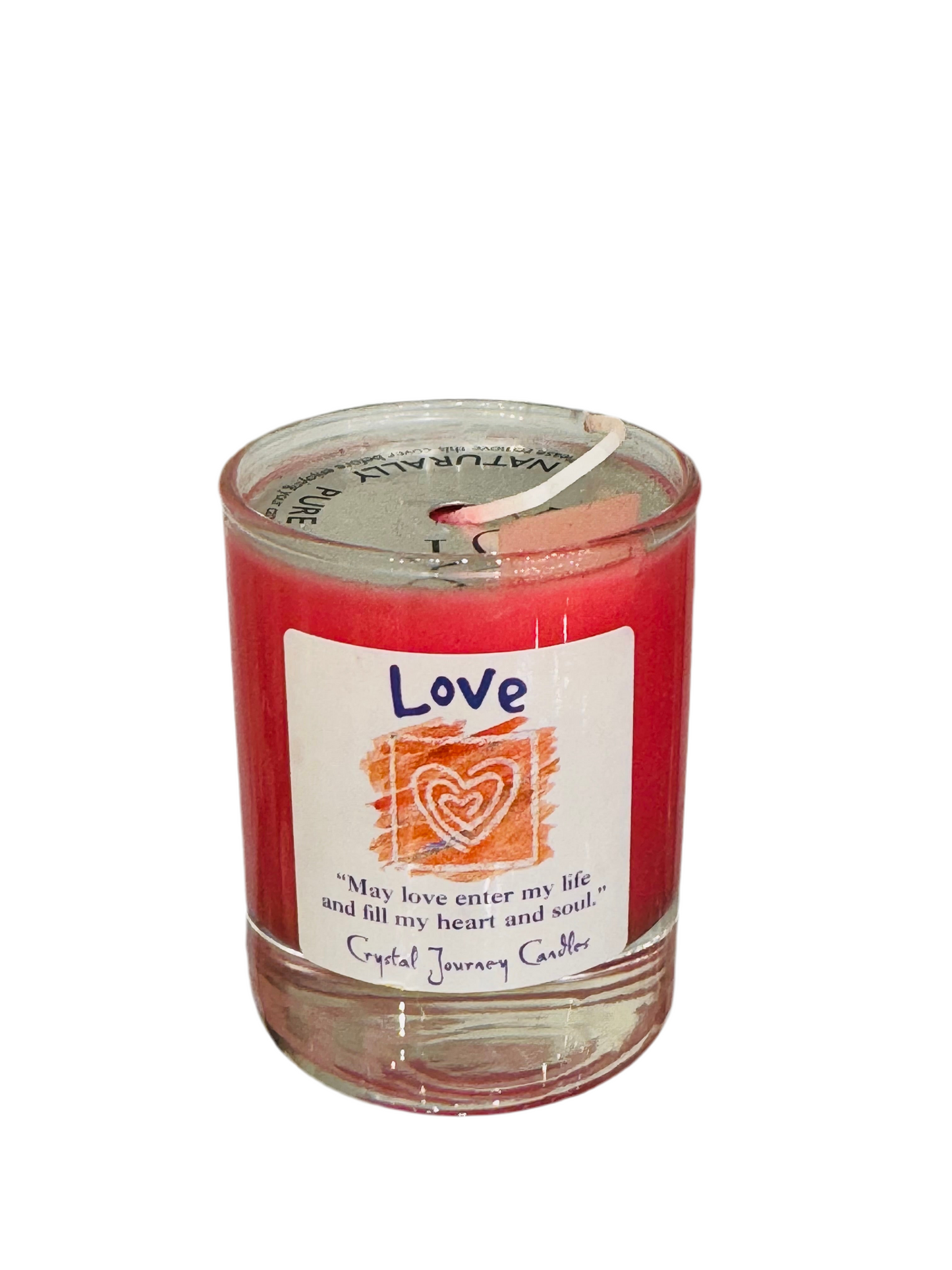 Love Crystal Journey Filled Glass Votive