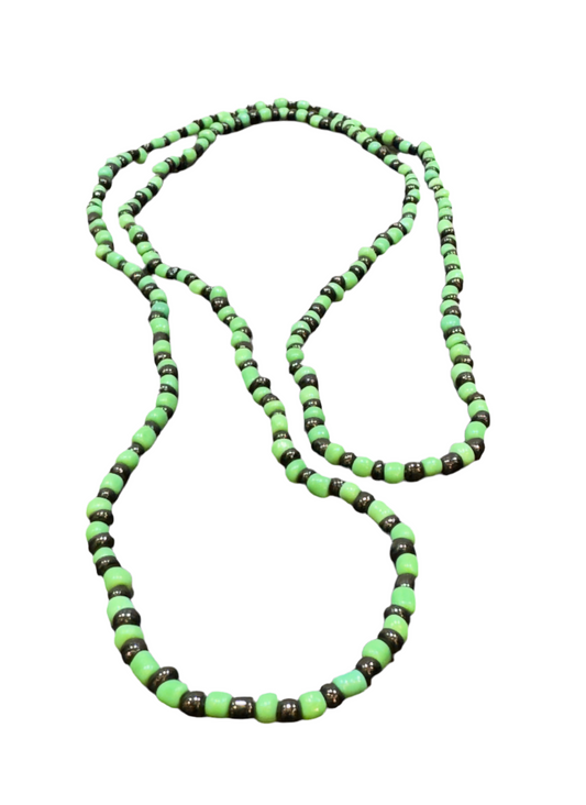 Orisha Ogun Handmade Beaded Long Necklace Black and Green