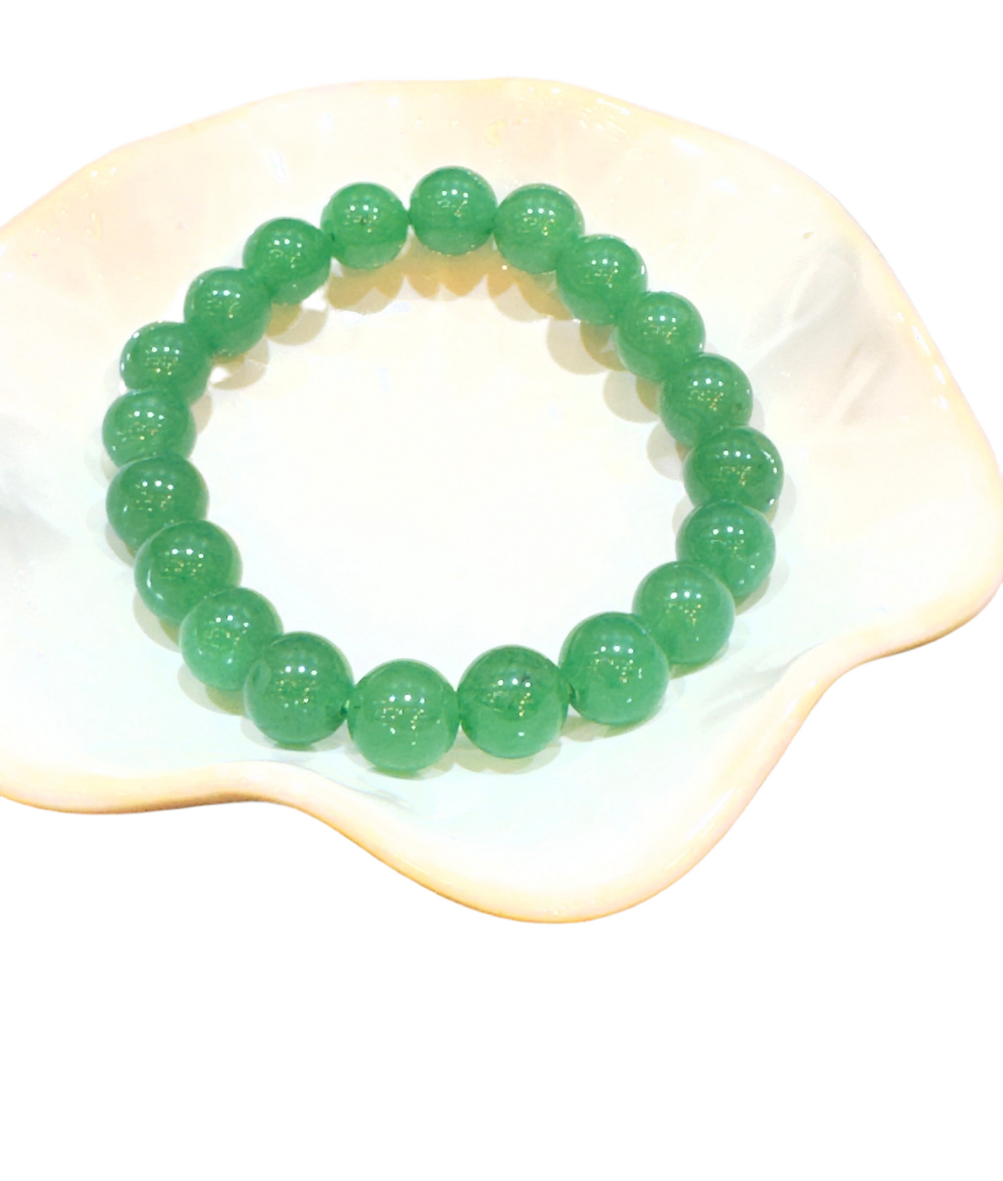 Green Agate 8mm Round Beaded Gemstone Stretch Bracelet