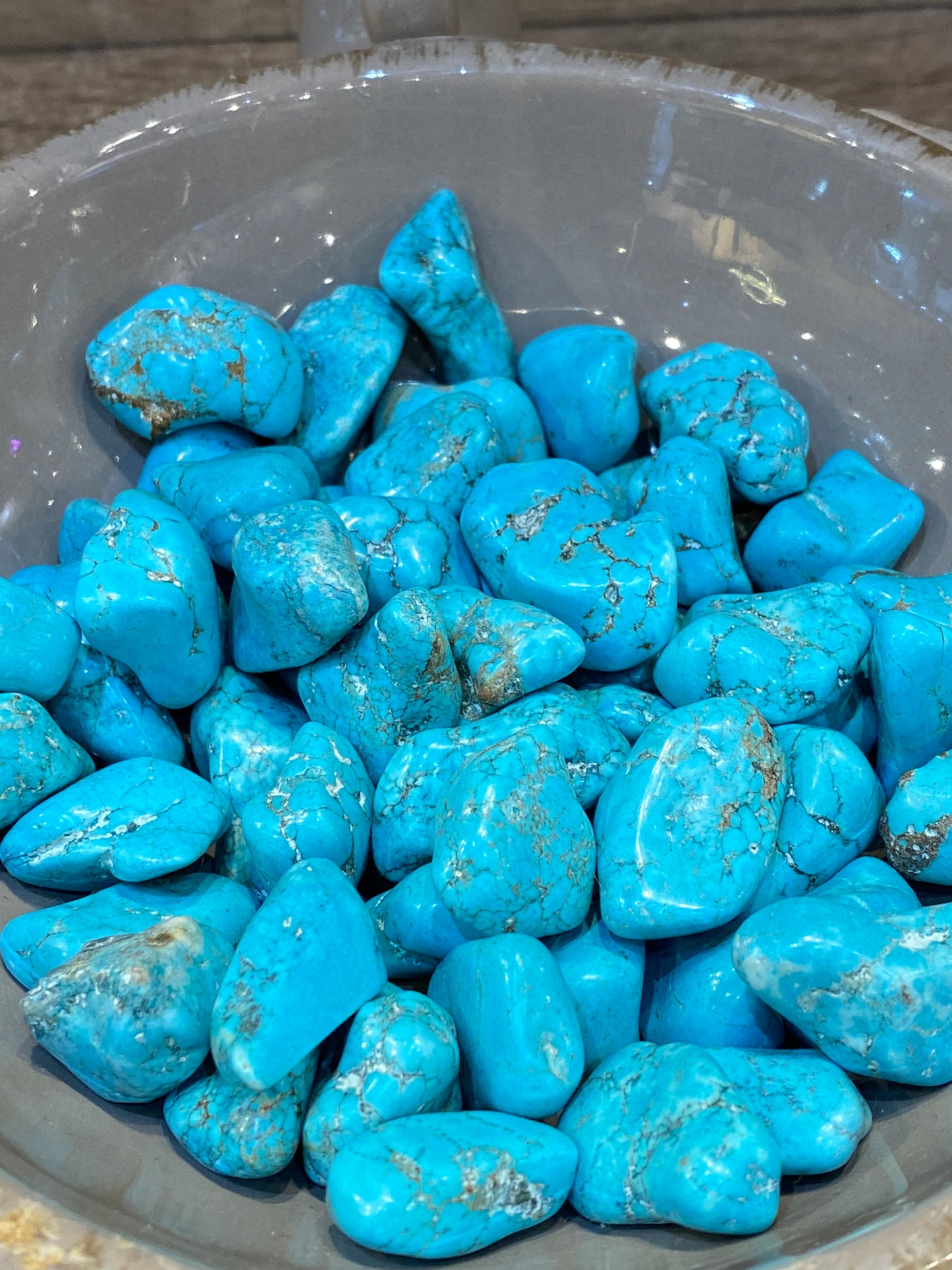 Turquoise Blue Howlite Tumbled Small Stone 1pc