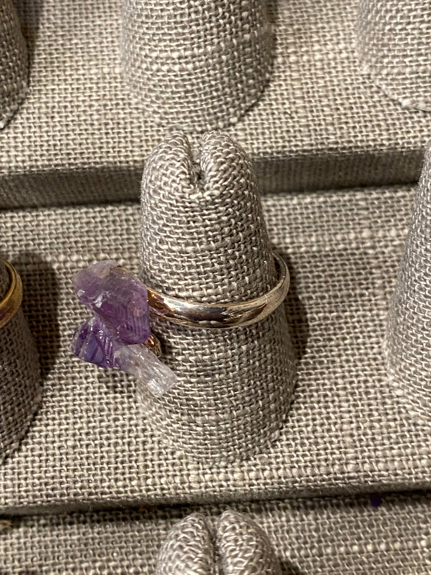 Raw Amethyst Adjustable Silver Ring