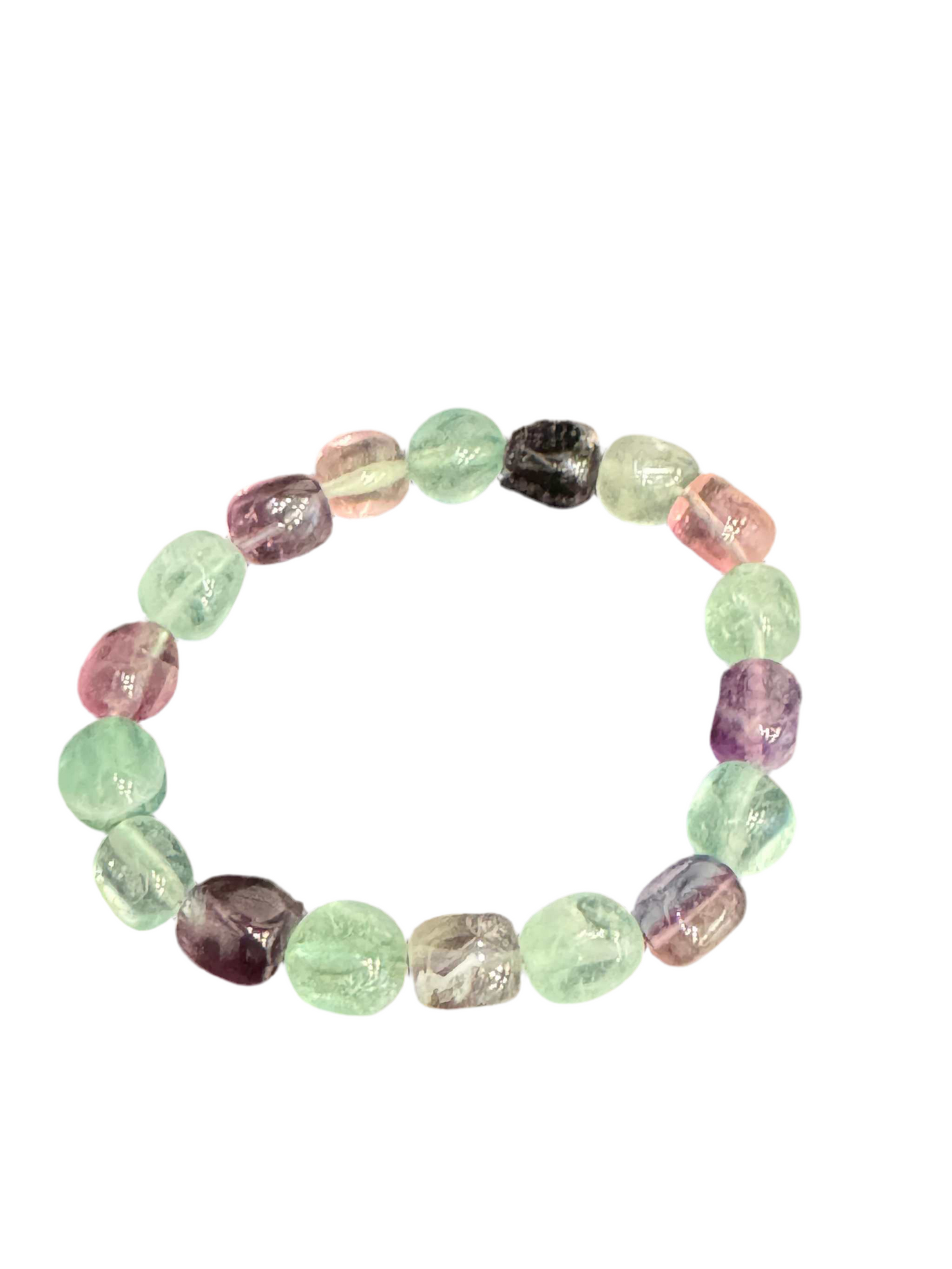 Rainbow Fluorite Round Tumbled Gemstone Bracelet