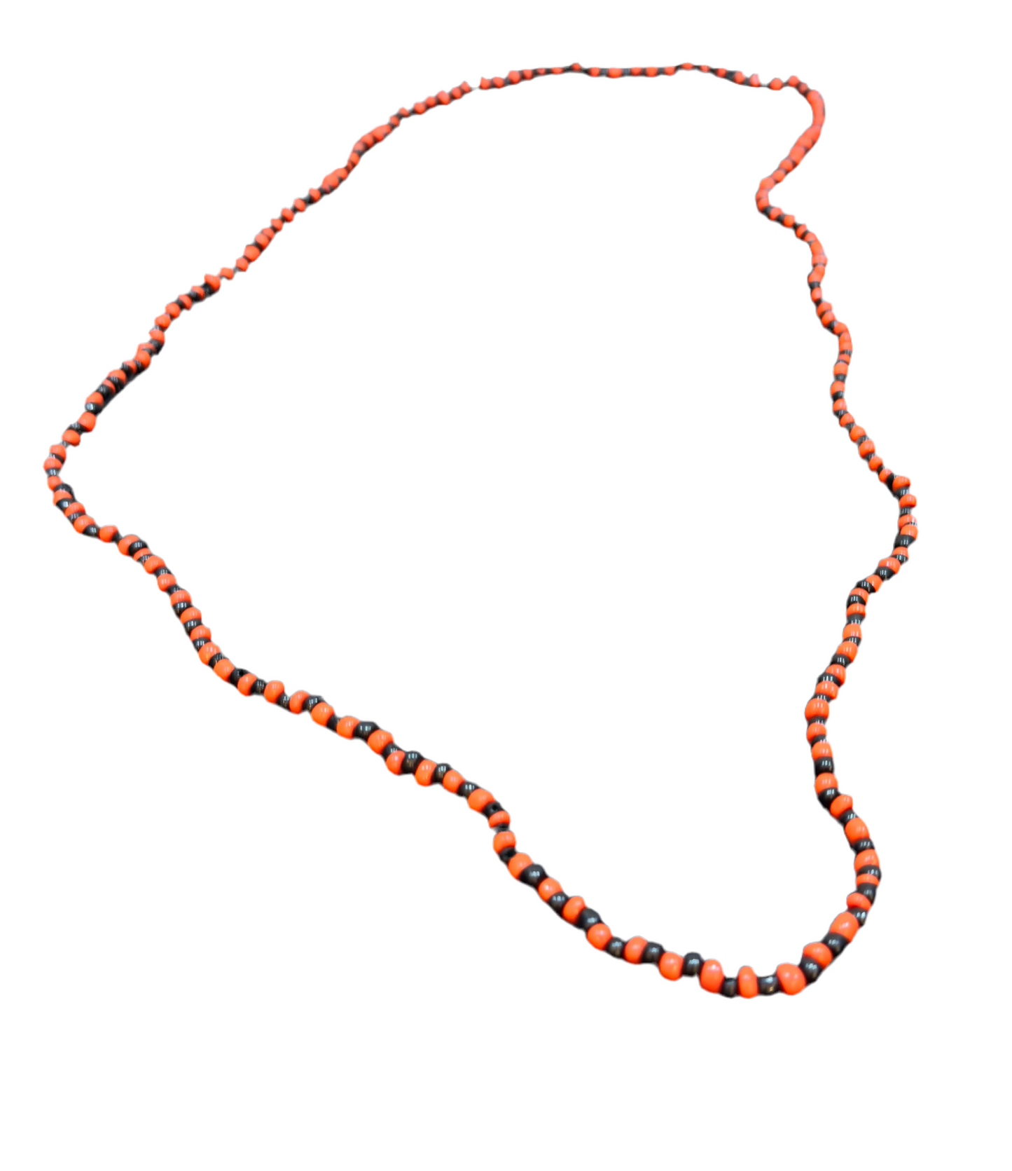 Orisha Beaded Black and Orange Long Necklace