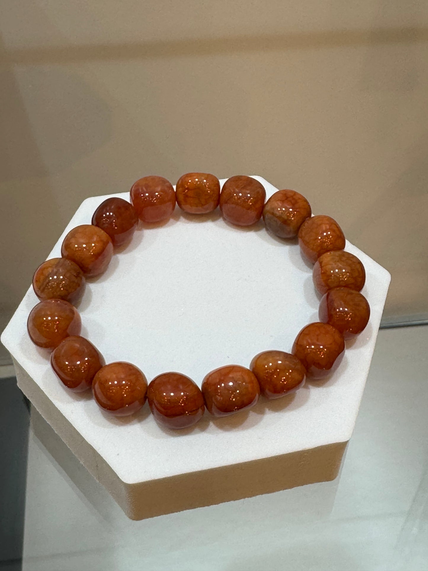 Carnelian Polished Stretch 10mm Free-Form Beaded Bracelet