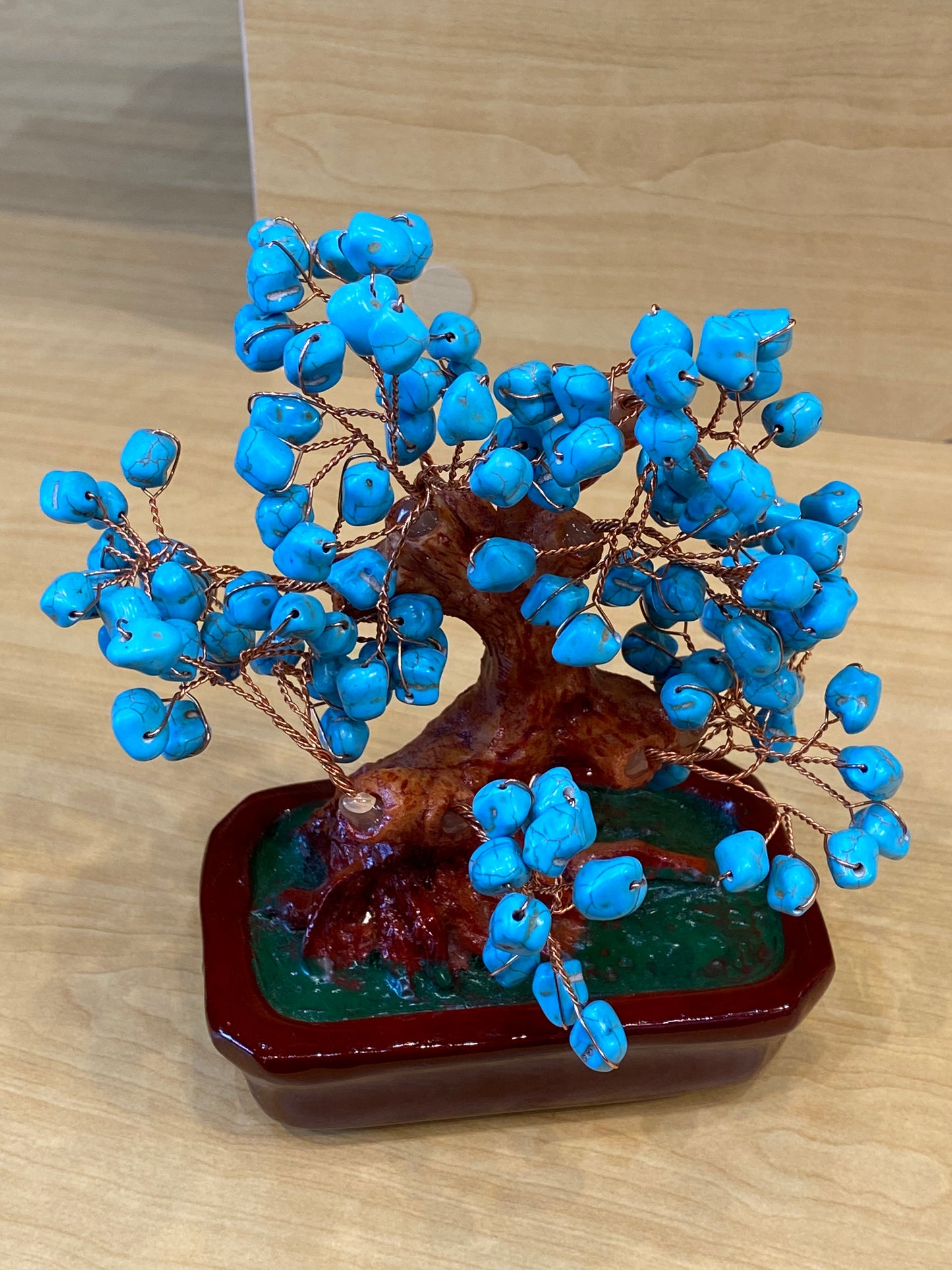 Bonsai Turquoise Tree In Red Tub