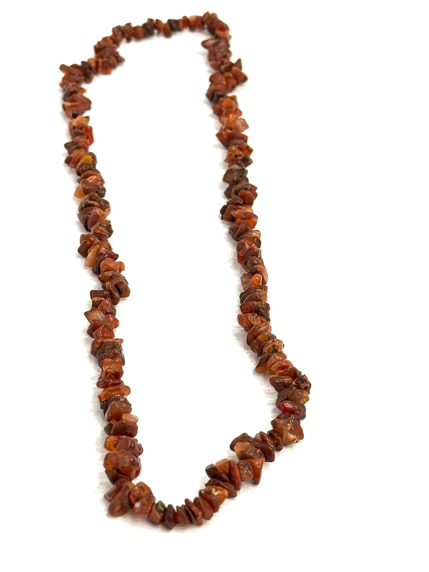 Carnelian Agate Dark Chip Long Necklace