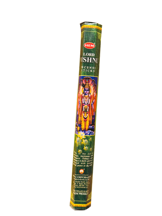 HEM Lord Vishnu Incense Sticks packaging with sacred aroma theme.
