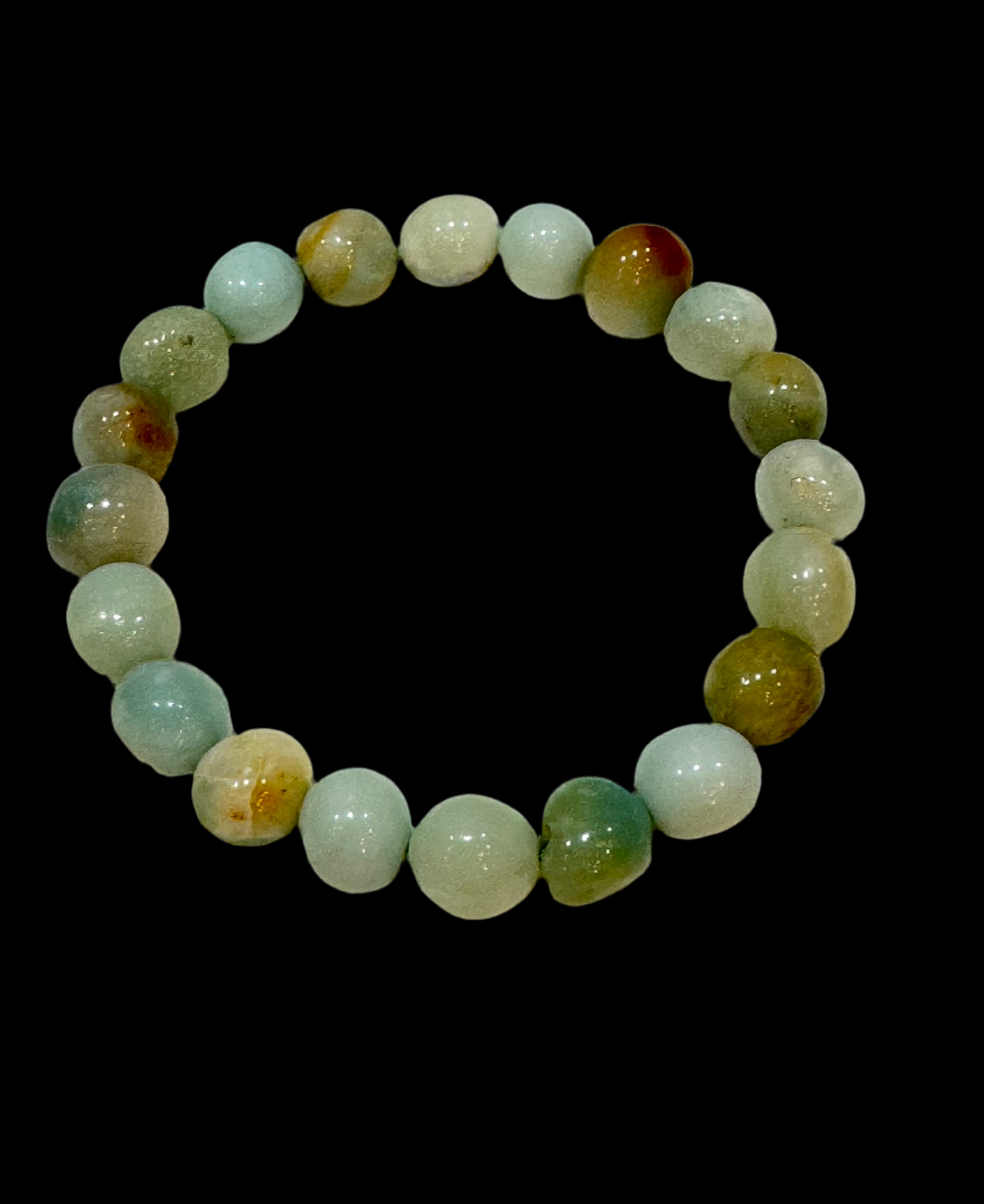 Multi Colored Amazonite Round Polished Beaded Bracelet 8mm