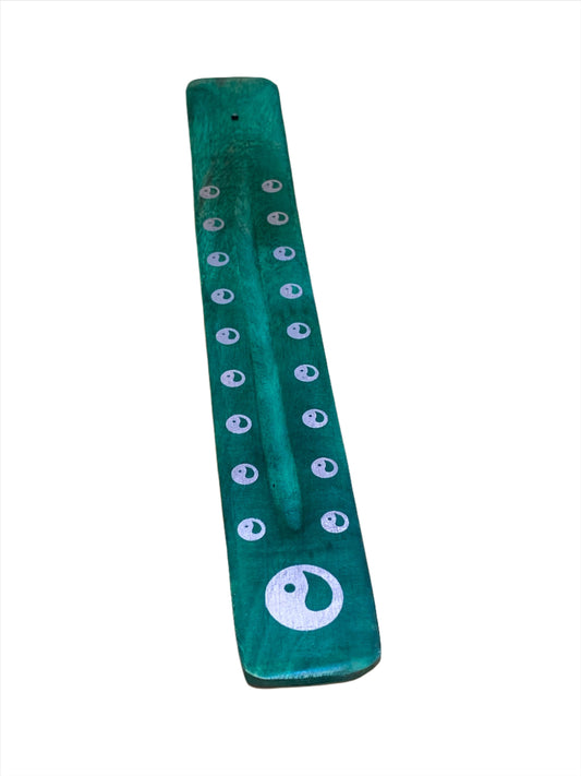 Wooden Incense Stick Holder Yin Yang (Green)